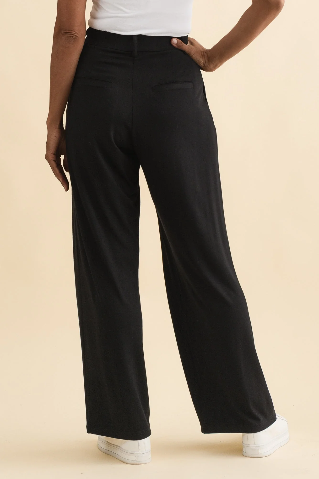 Billie Black Bamboo Wide Leg Pants - Image 4