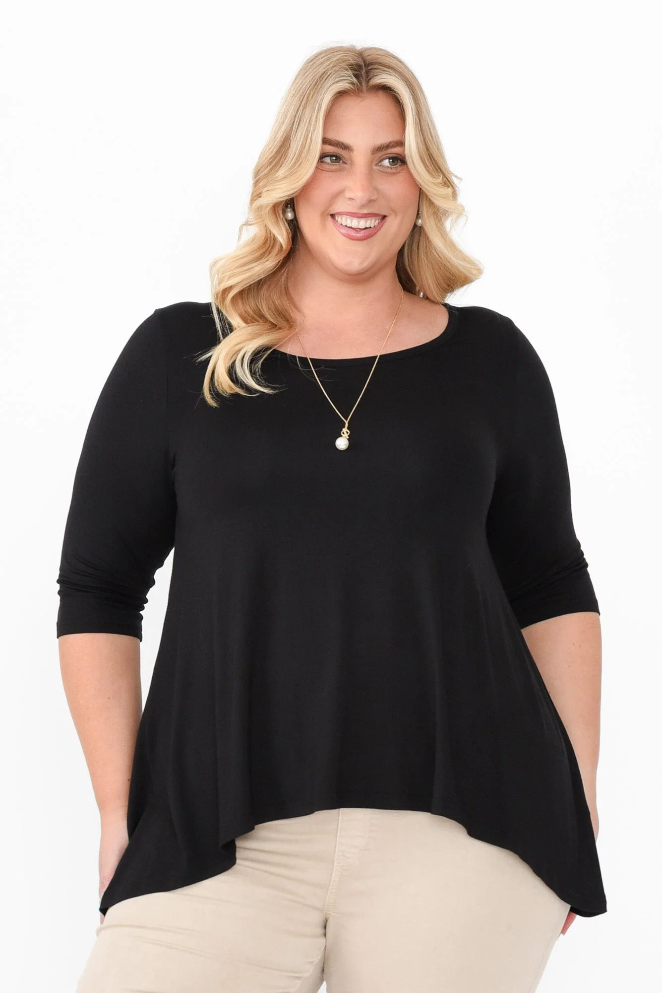 Black Bamboo Hi Lo Hem Top - Image 7