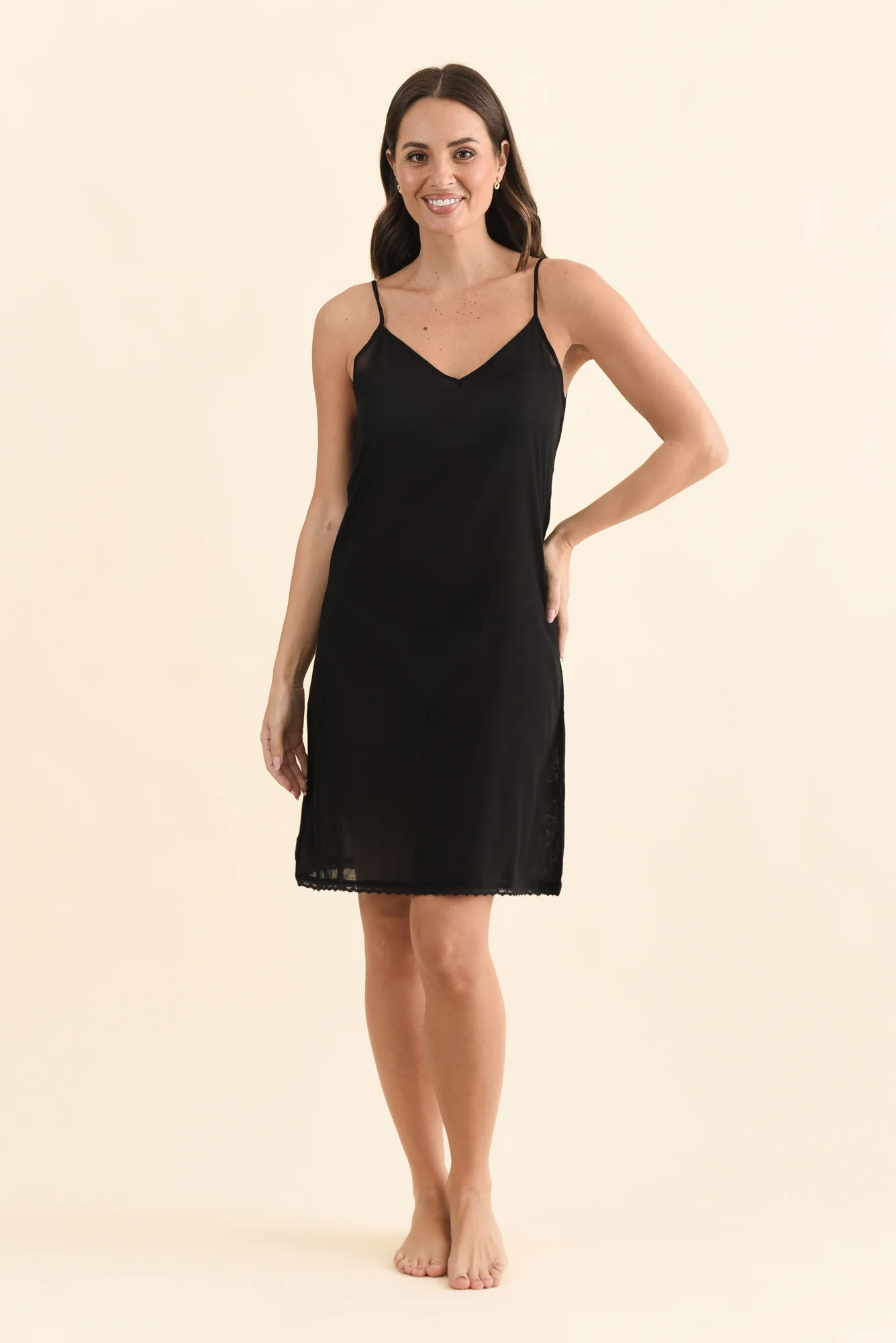 Black Cotton Slip Dress - Image 2