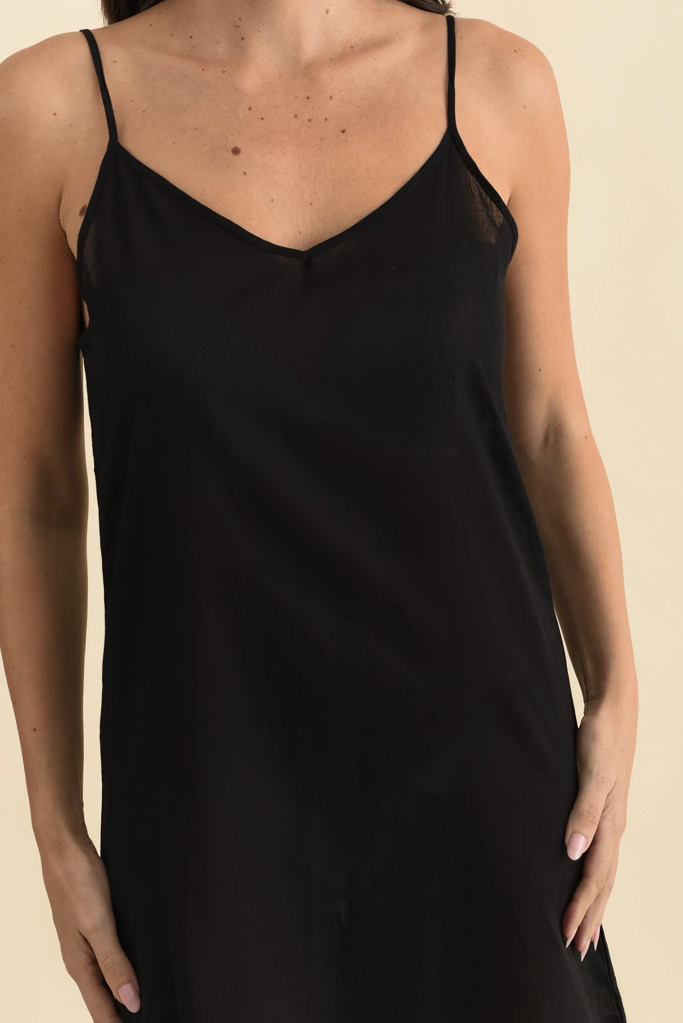 Black Cotton Slip Dress - Image 6