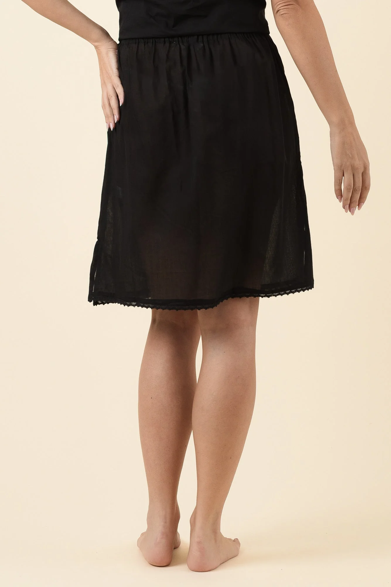 Black Cotton Slip Skirt - Image 4