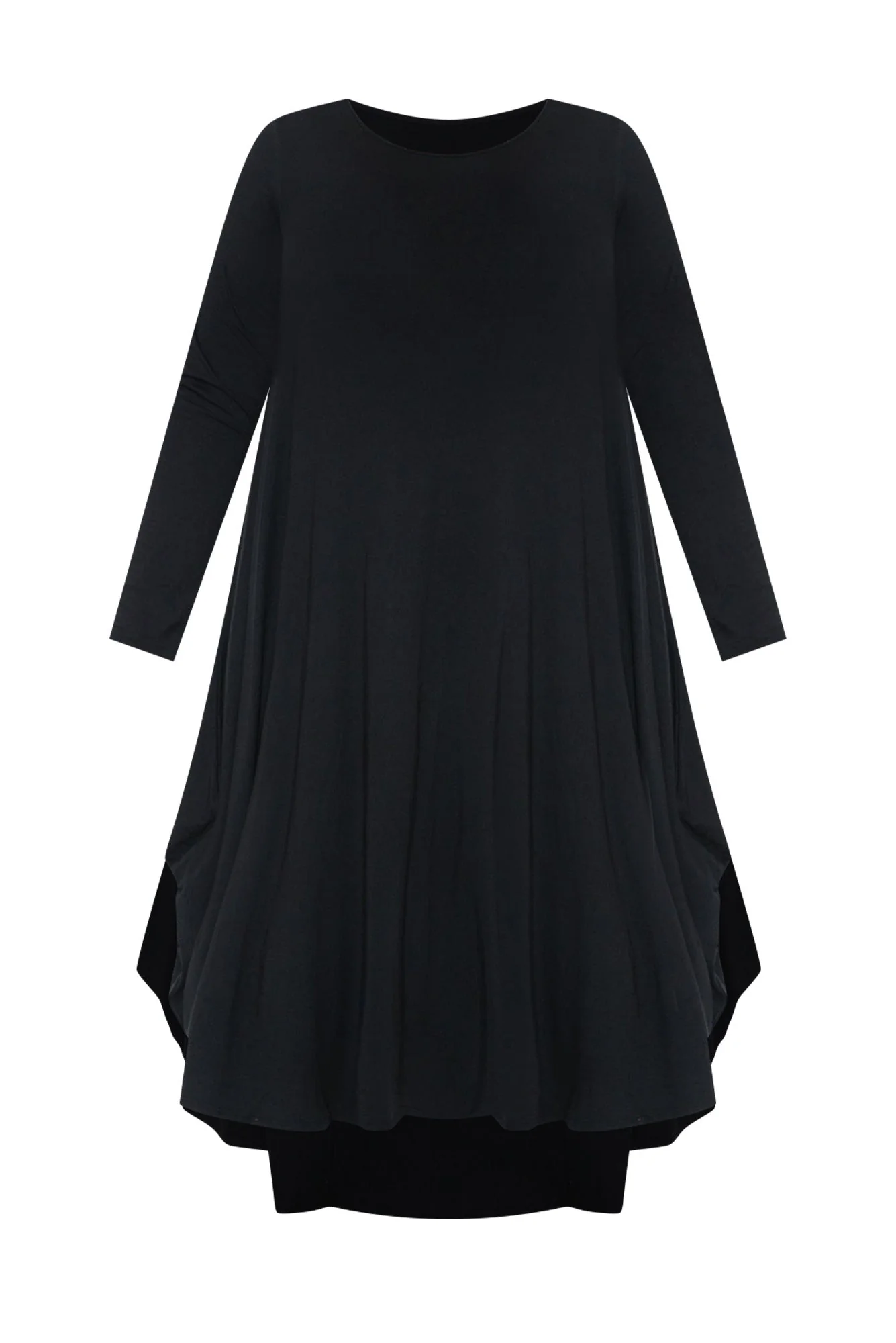 Black Long Sleeved Micro Modal Drape Dress - Image 7