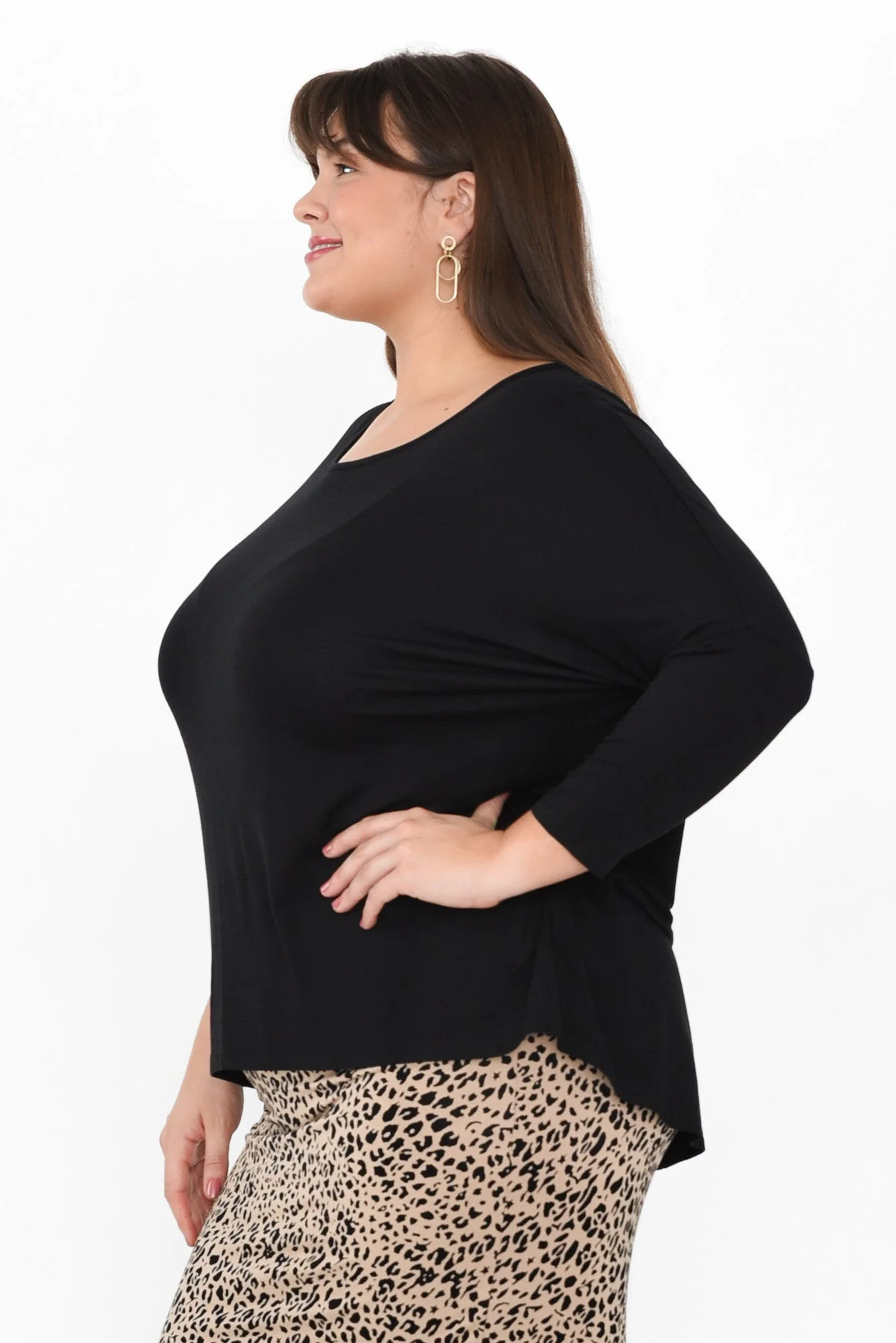 Black Milan 3/4 Sleeve Top - Image 11