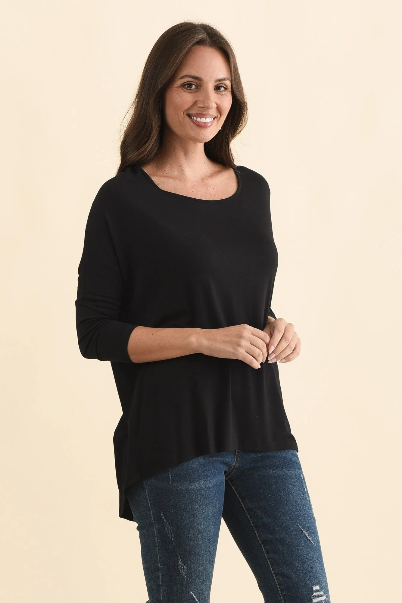 Black Milan 3/4 Sleeve Top - Image 5