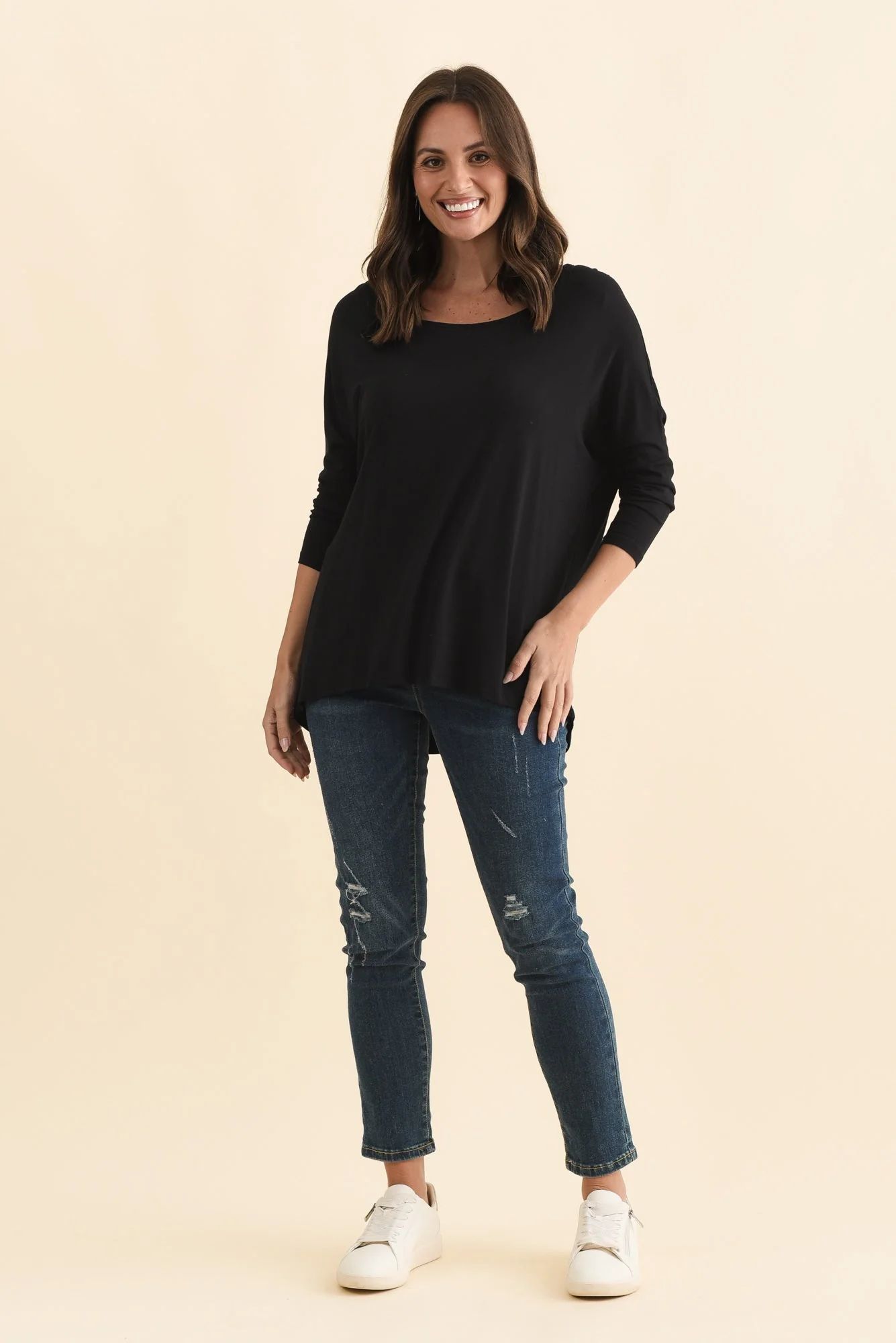 Black Milan 3/4 Sleeve Top - Image 8