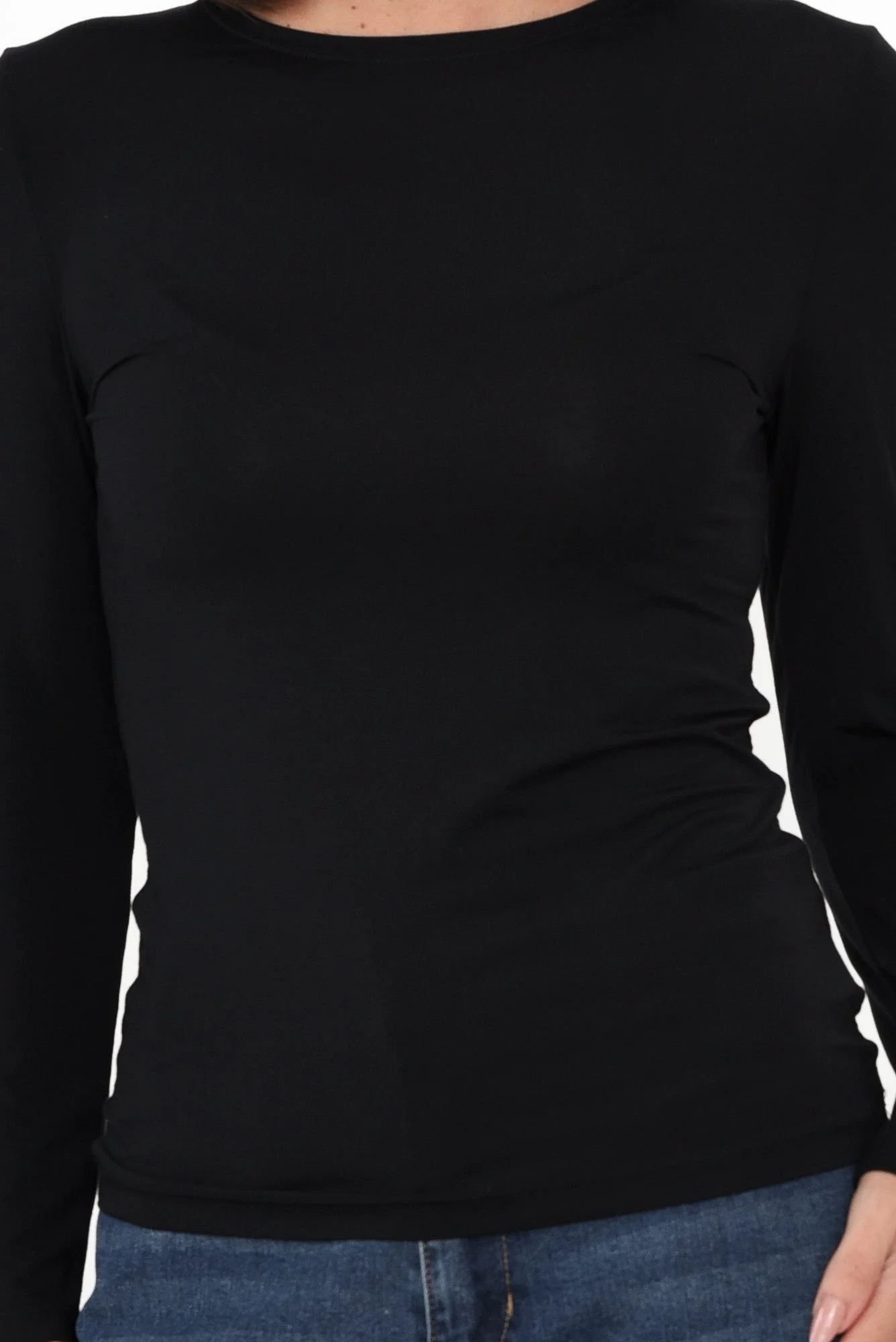 Black Micro Modal Long Sleeve Top - Image 7