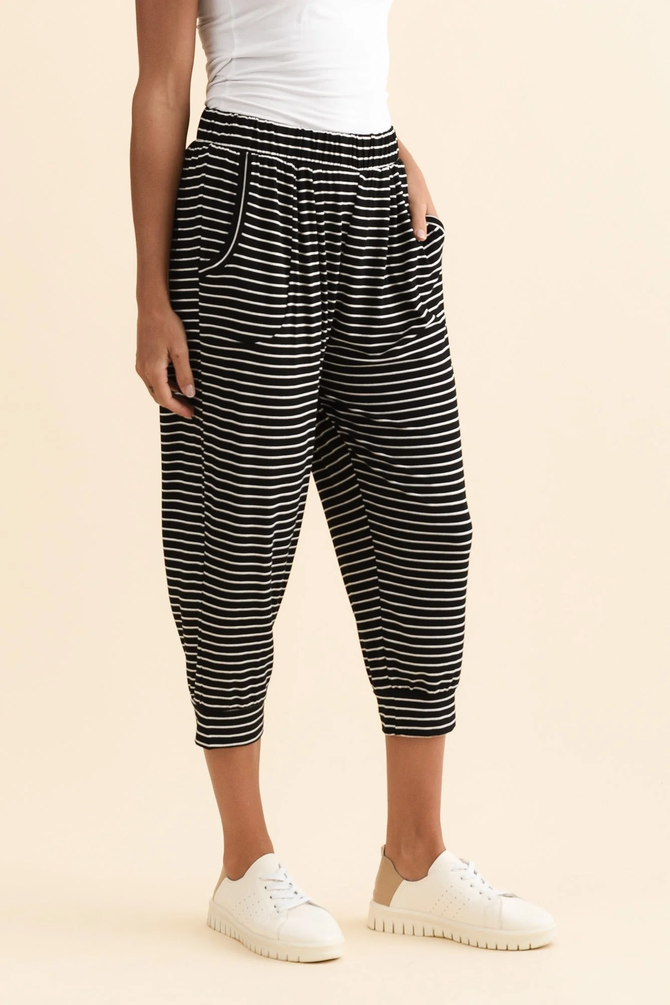 Black Stripe Tokyo Slouch Pants - Image 3