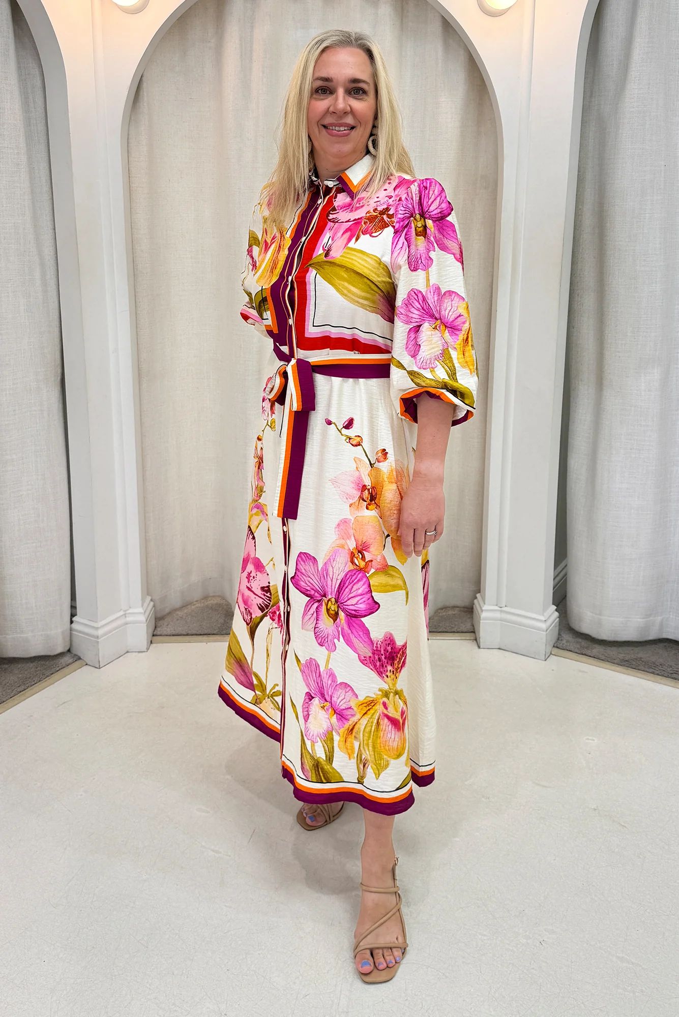 Blythe Cream Floral Shirt Dress - Image 8