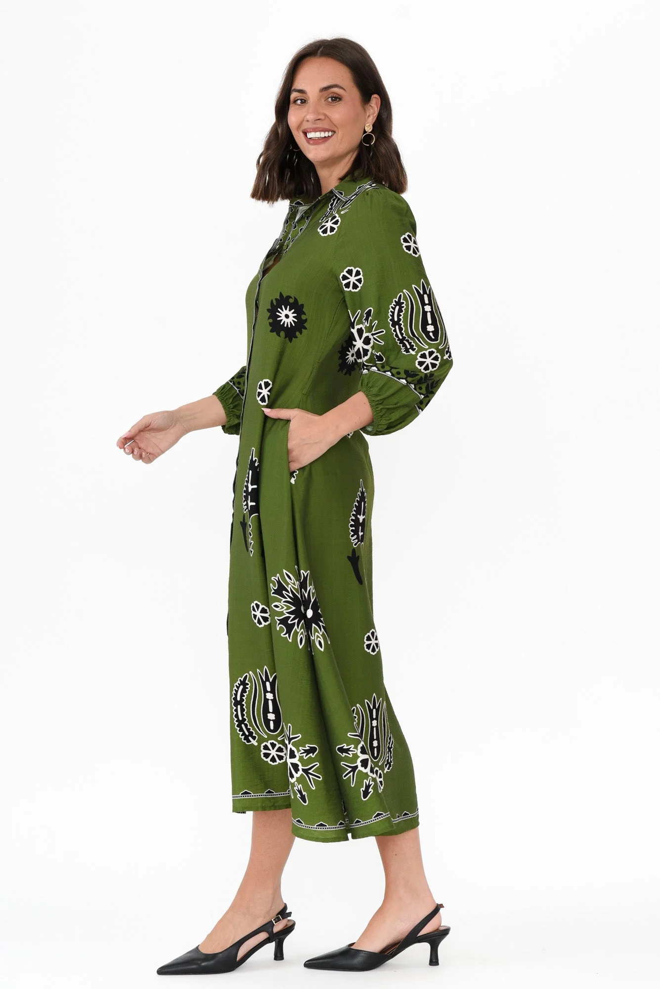 Blythe Green Abstract Shirt Dress - Image 3