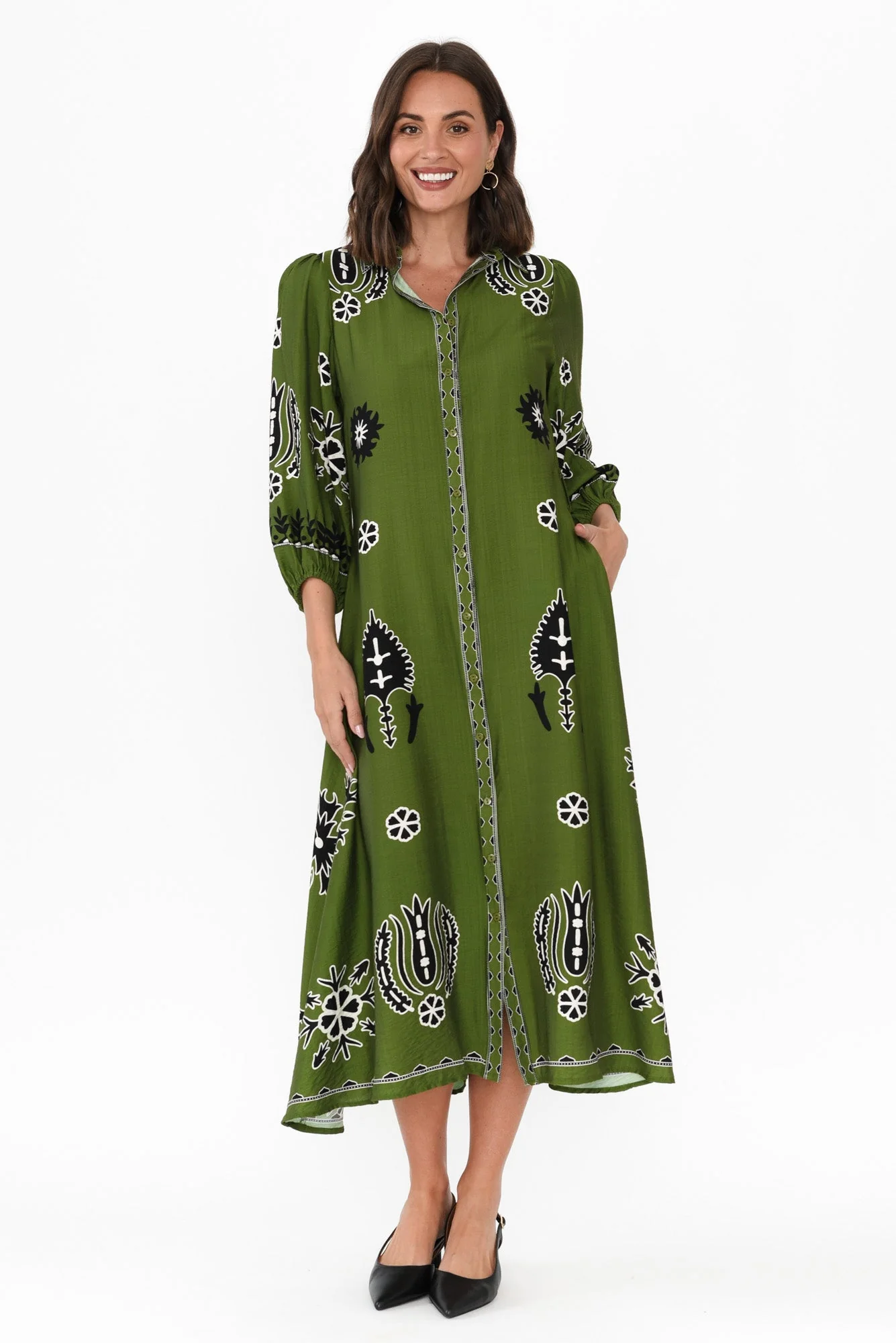 Blythe Green Abstract Shirt Dress - Image 6