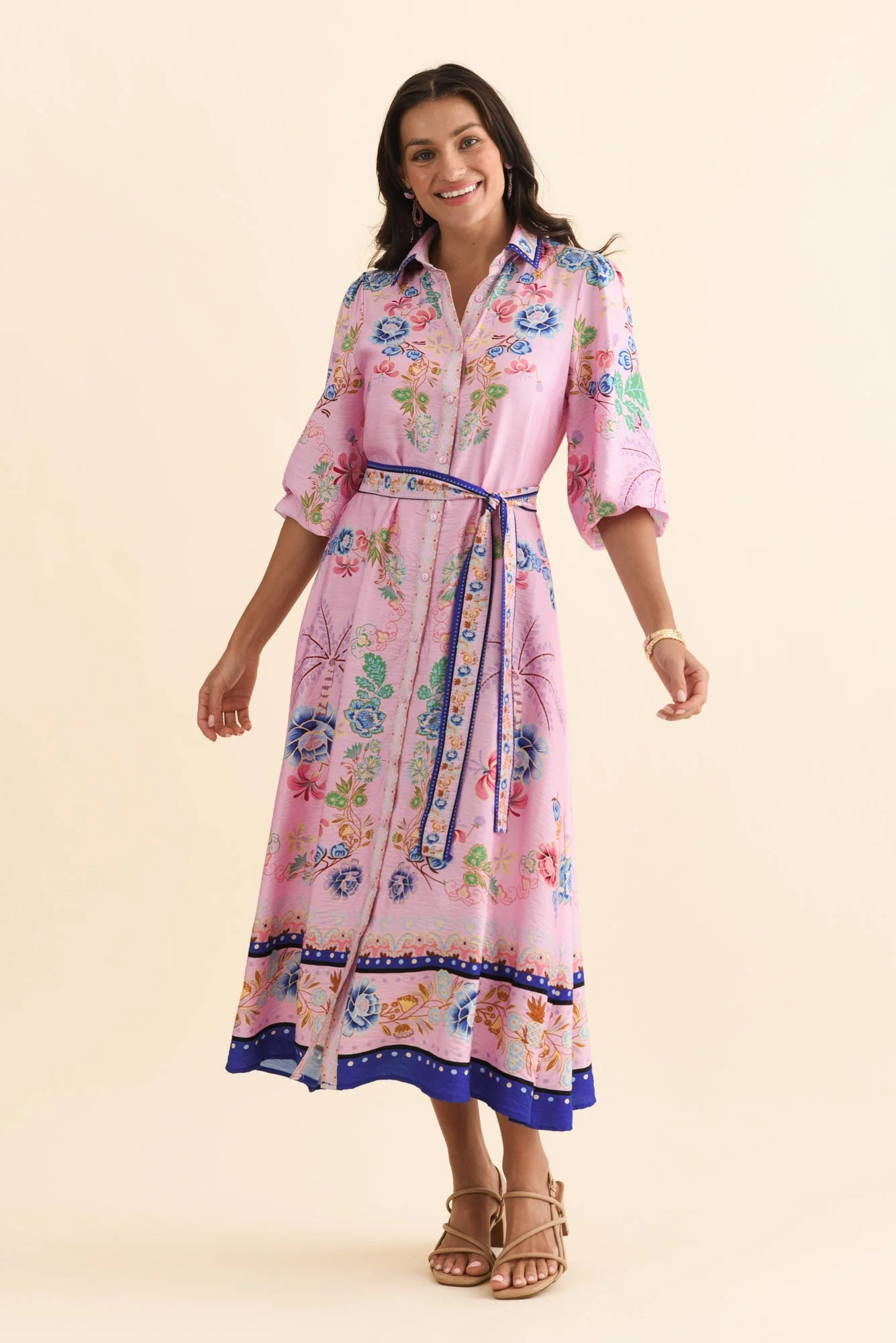 Blythe Pink Floral Shirt Dress