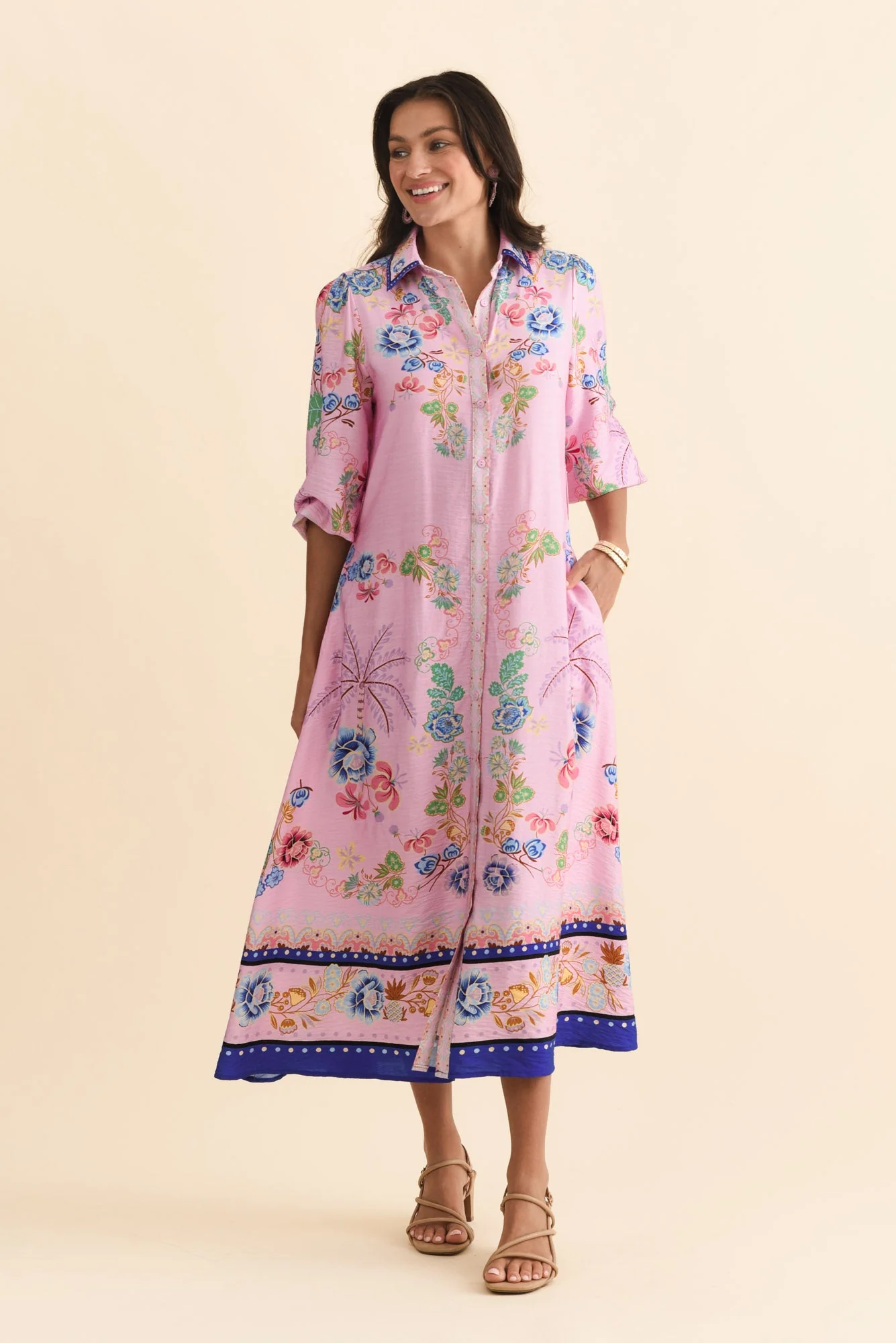 Blythe Pink Floral Shirt Dress - Image 2