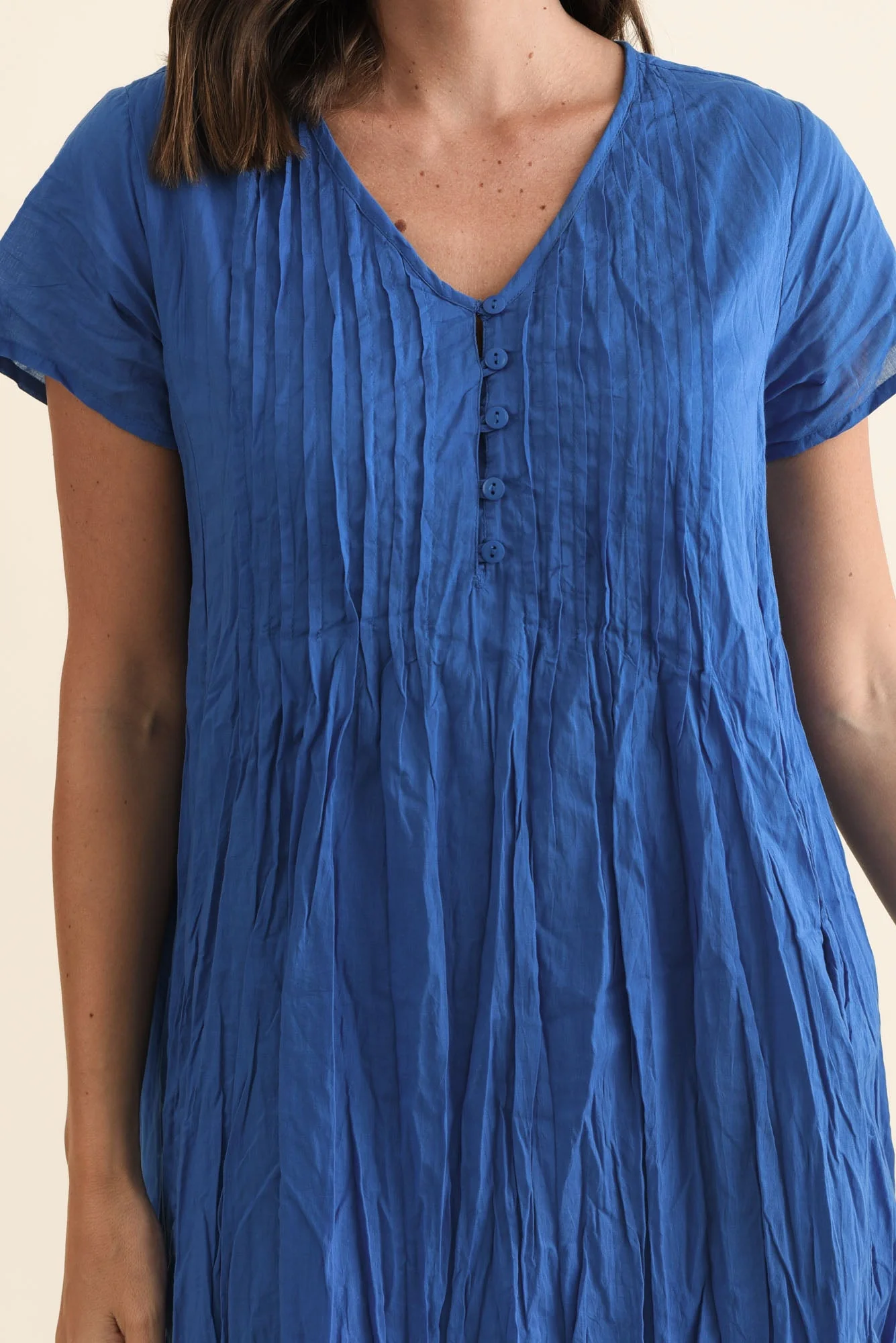 Sabina Blue Crinkle Cotton Dress - Image 6