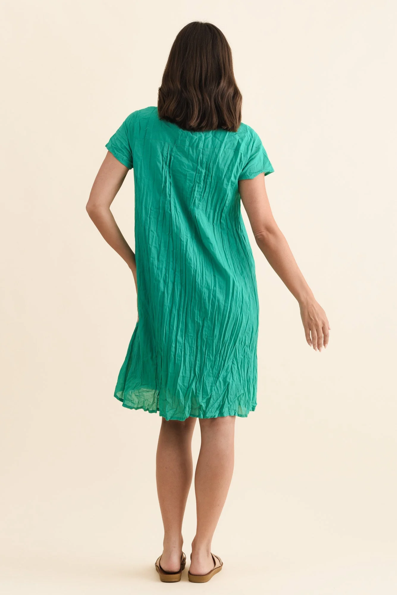 Sabina Green Crinkle Cotton Dress - Image 4
