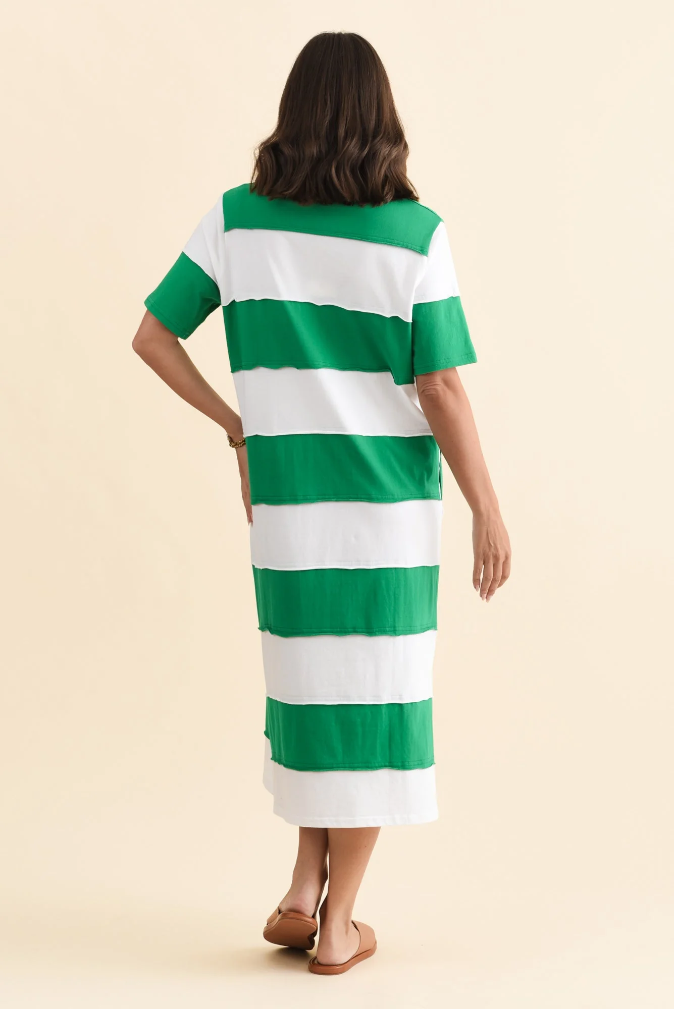 Bold Green Stripe Cotton Tee Dress - Image 5