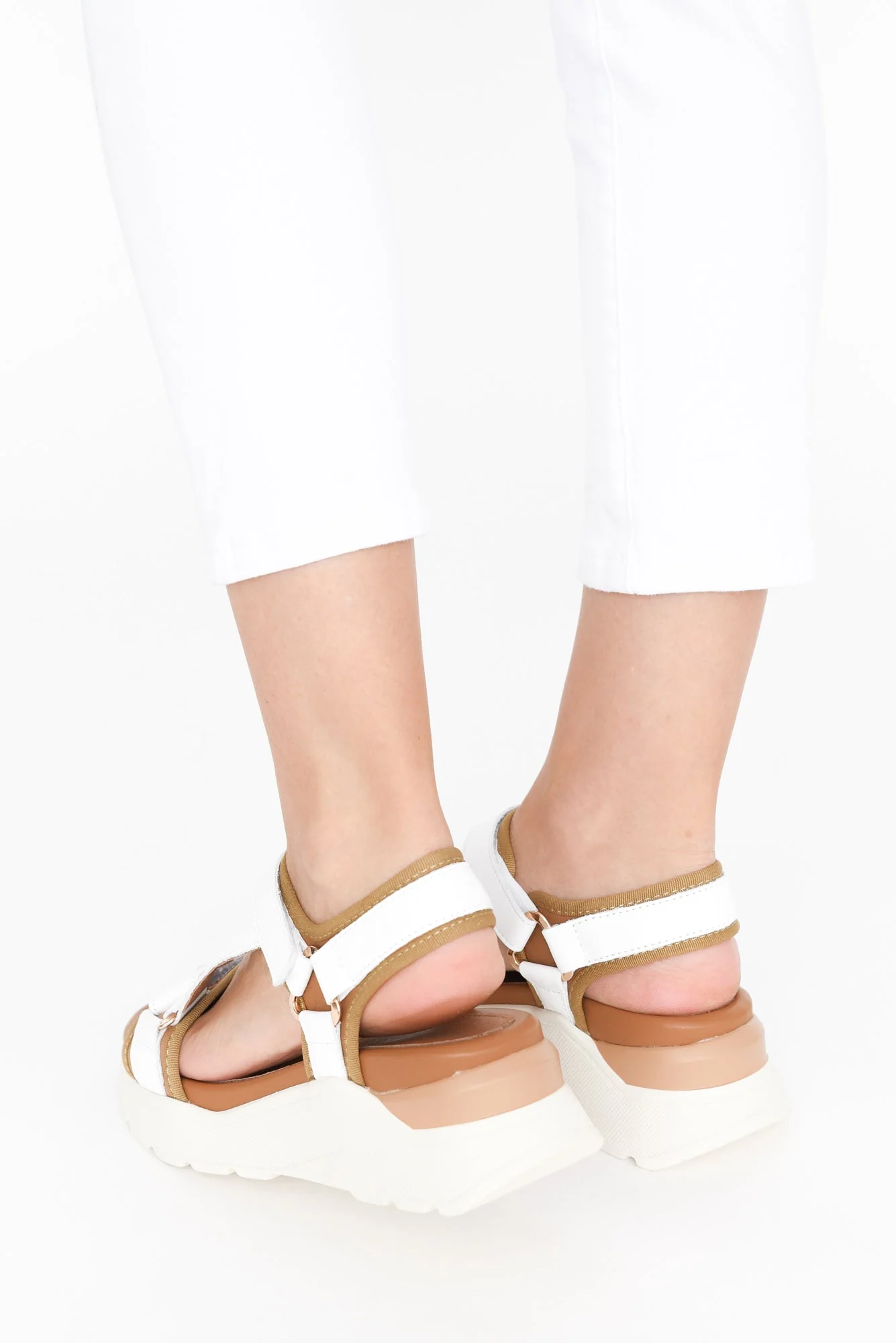Bolton White Leather Velcro Sandal - Image 7
