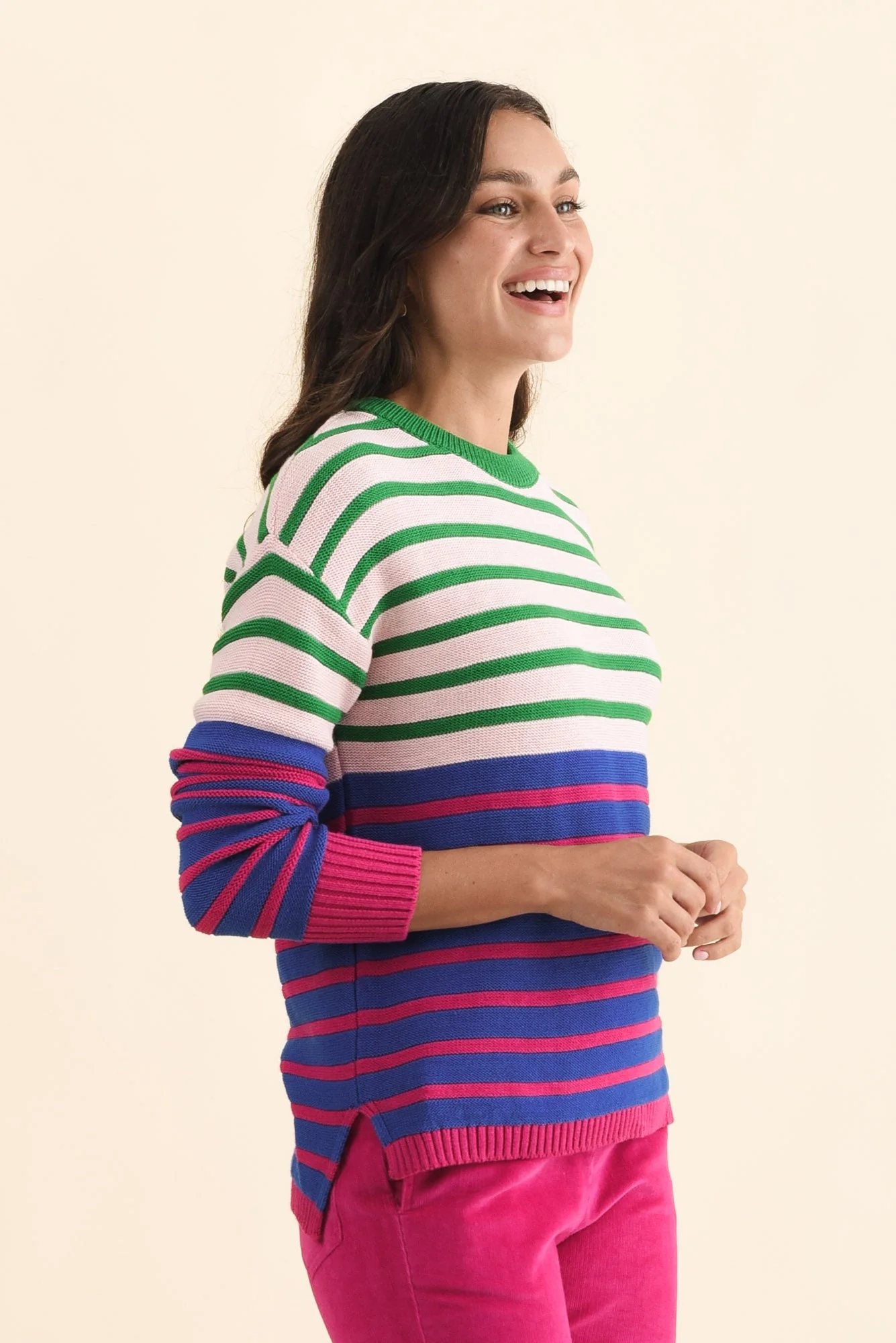 Bonaire Blue Stripe Organic Cotton Knit Jumper - Image 3