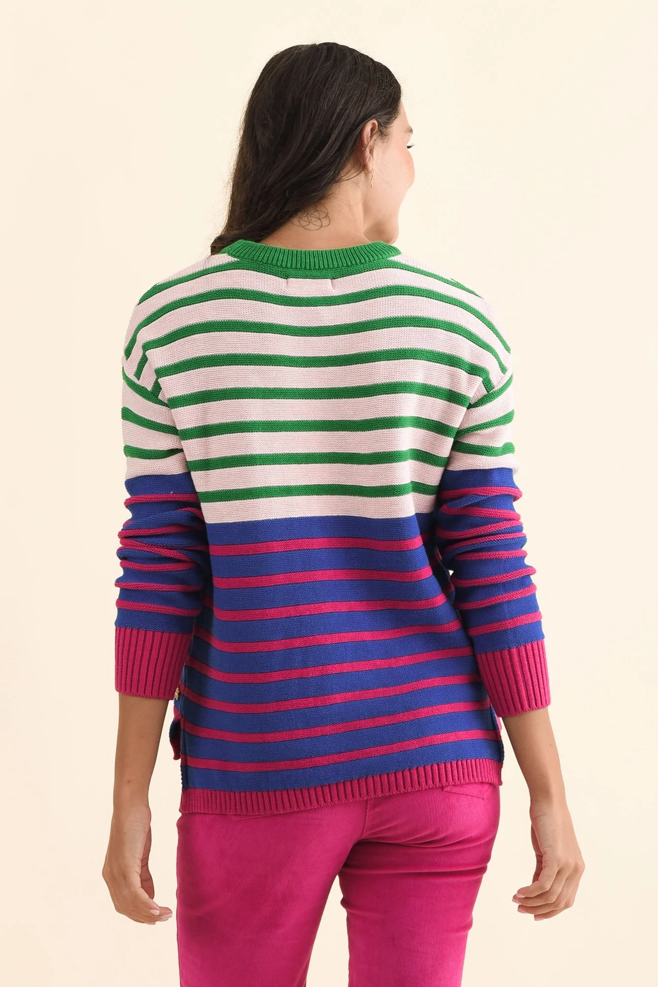 Bonaire Blue Stripe Organic Cotton Knit Jumper - Image 4