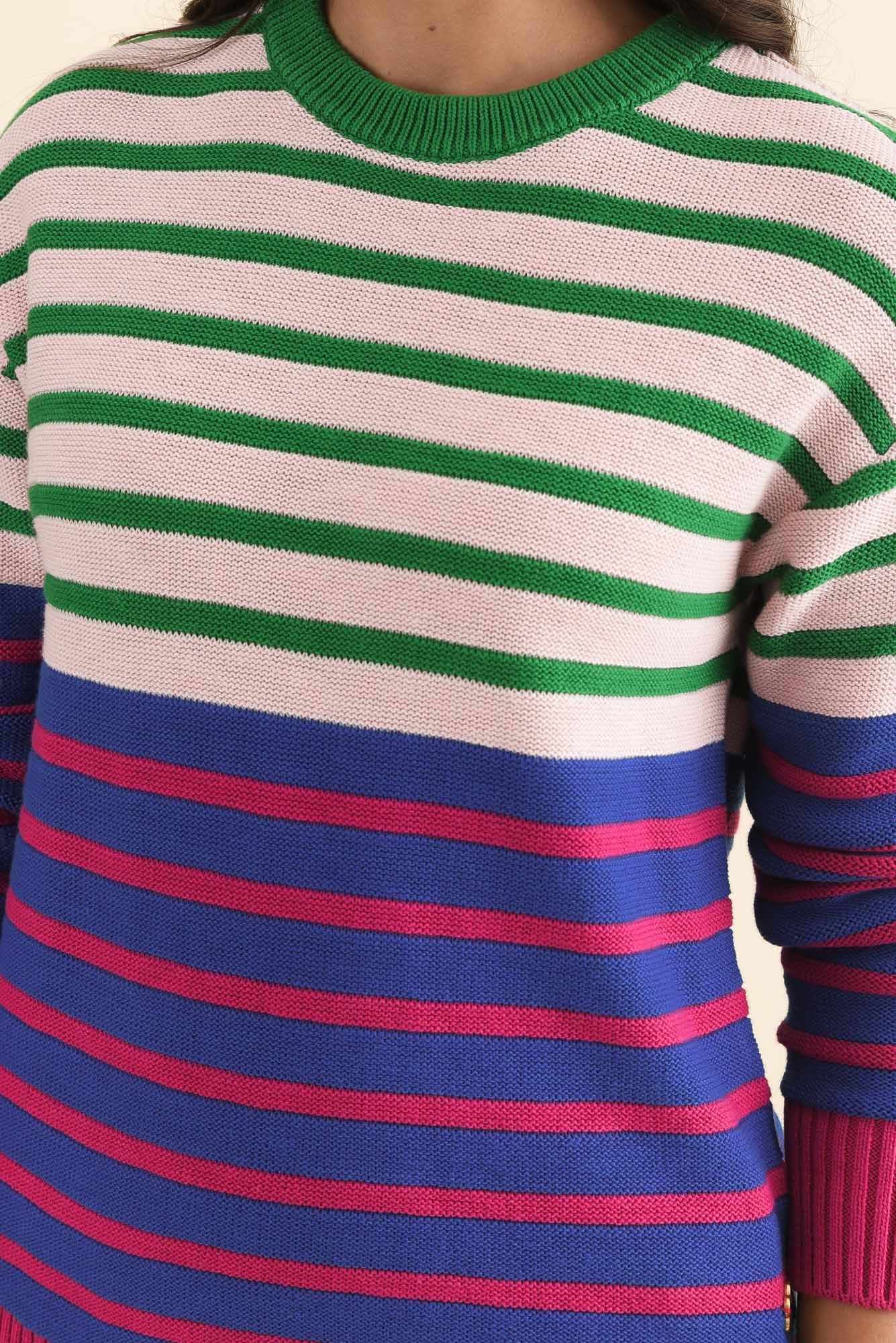 Bonaire Blue Stripe Organic Cotton Knit Jumper - Image 5