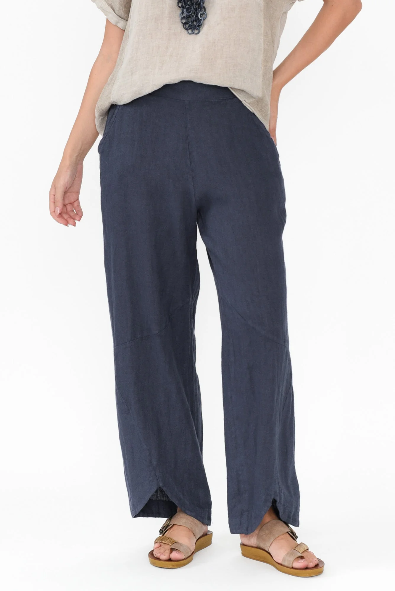 Boston Navy Linen Pocket Pants