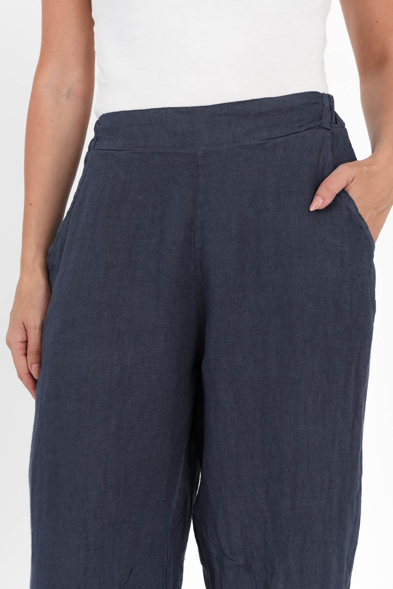 Boston Navy Linen Pocket Pants - Image 5
