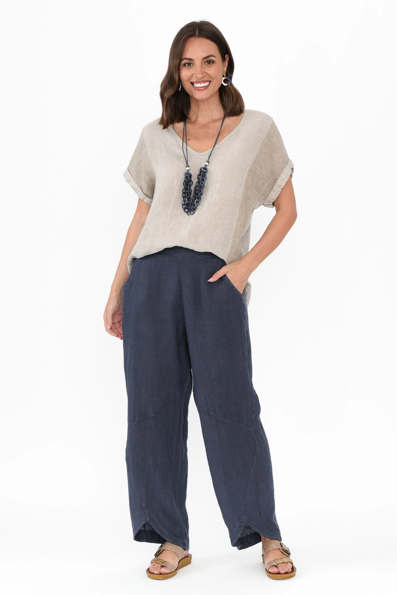 Boston Navy Linen Pocket Pants - Image 6