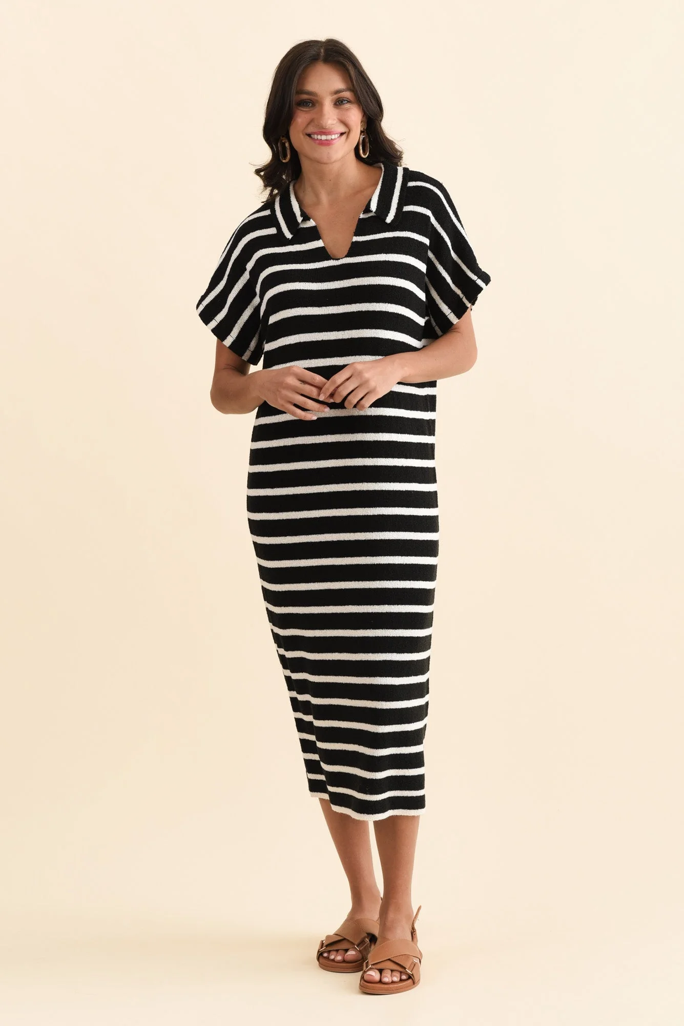 Bradford Black Stripe Knit Polo Dress - Image 7