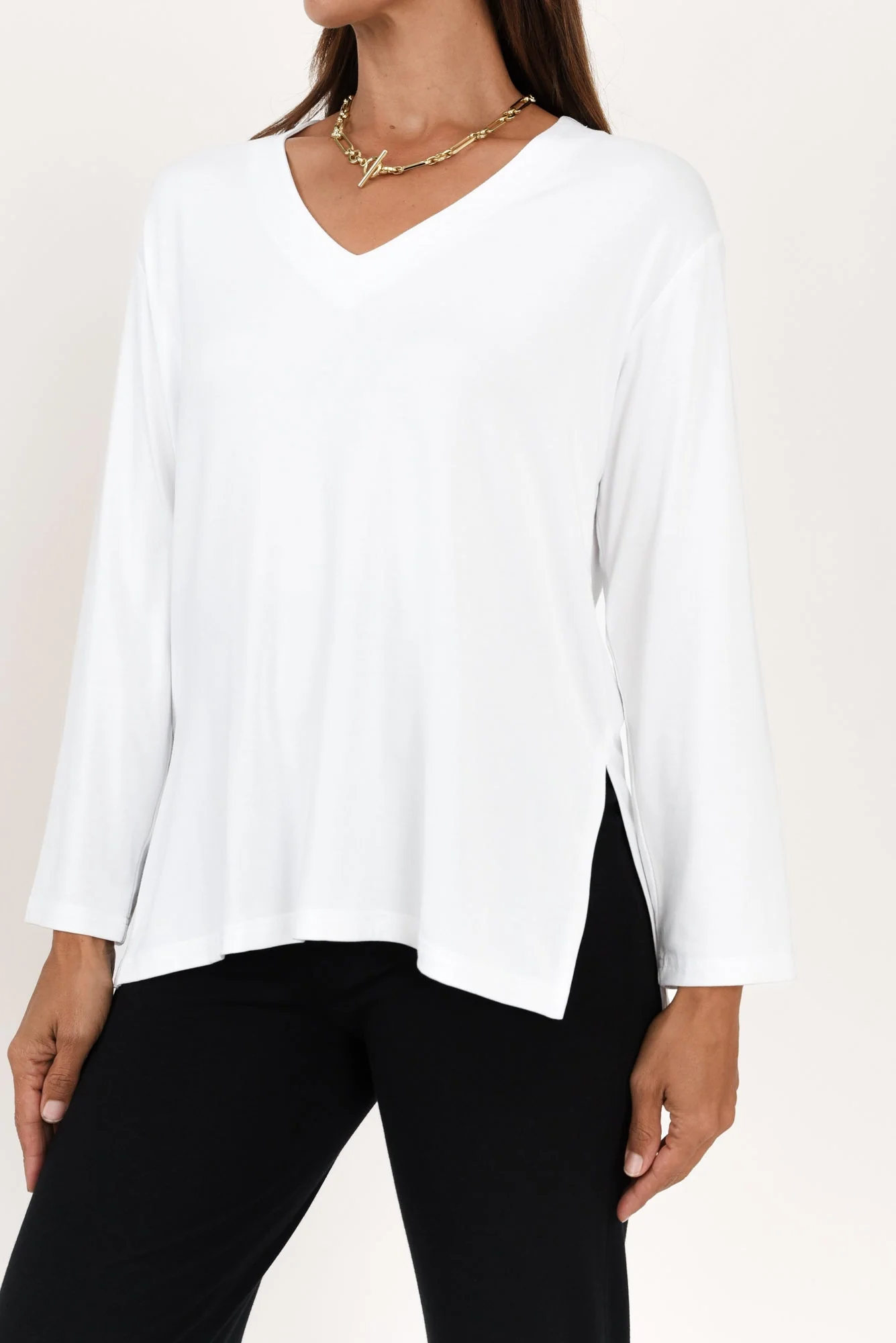 Braxton White Bamboo Long Sleeve Top - Image 5