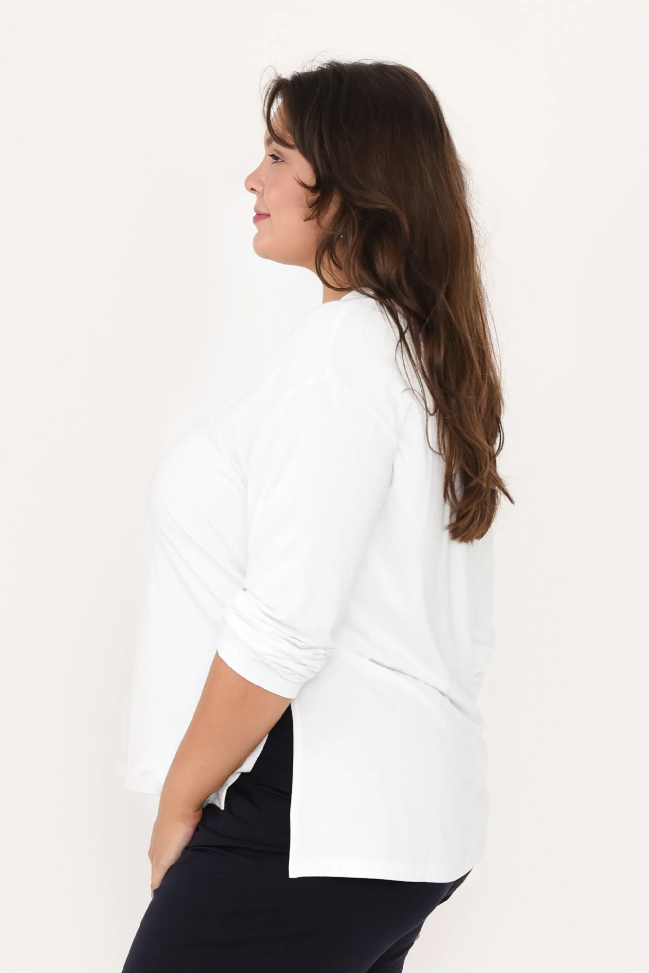 Braxton White Bamboo Long Sleeve Top - Image 9