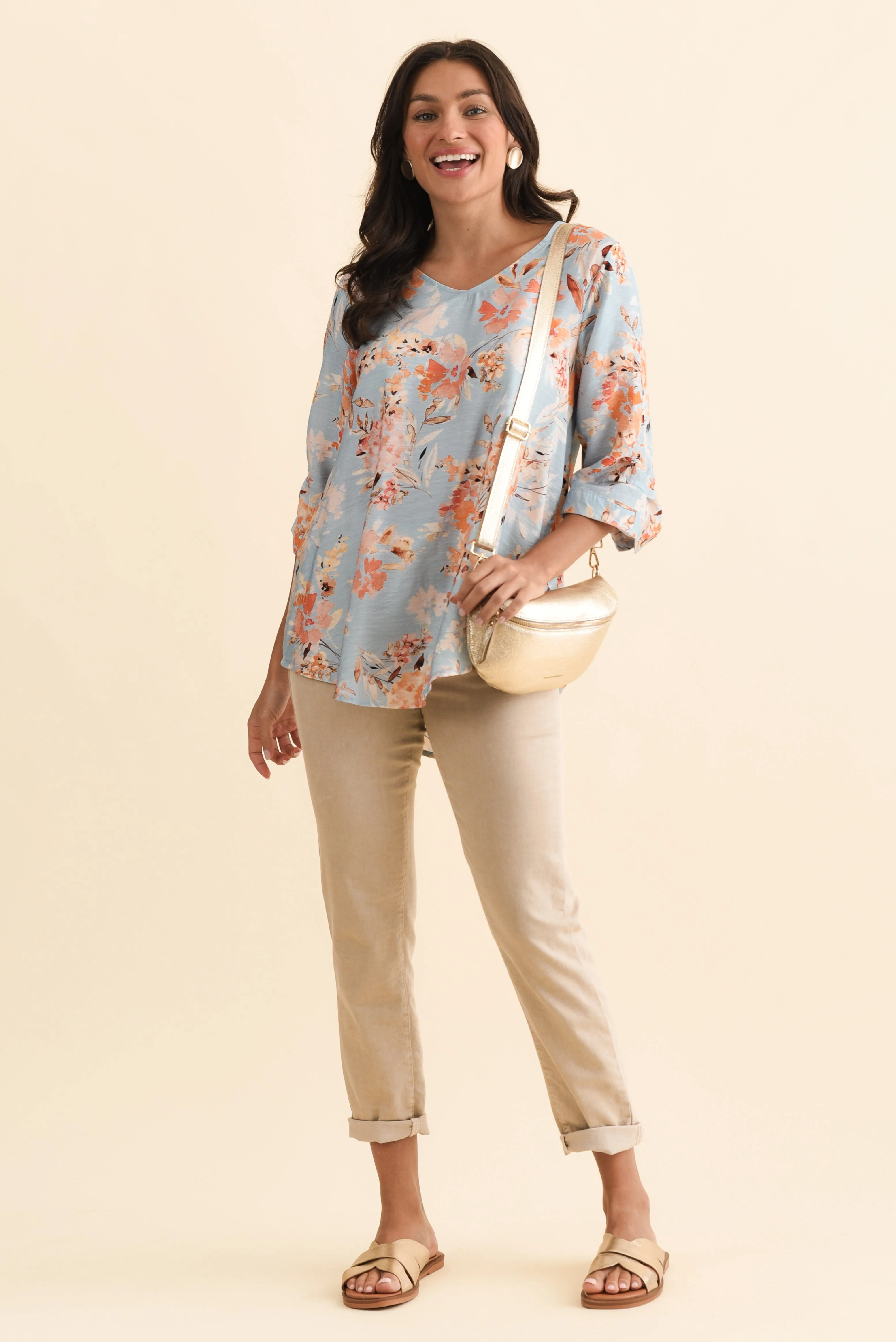Breanne Blue Garden Button Top - Image 3