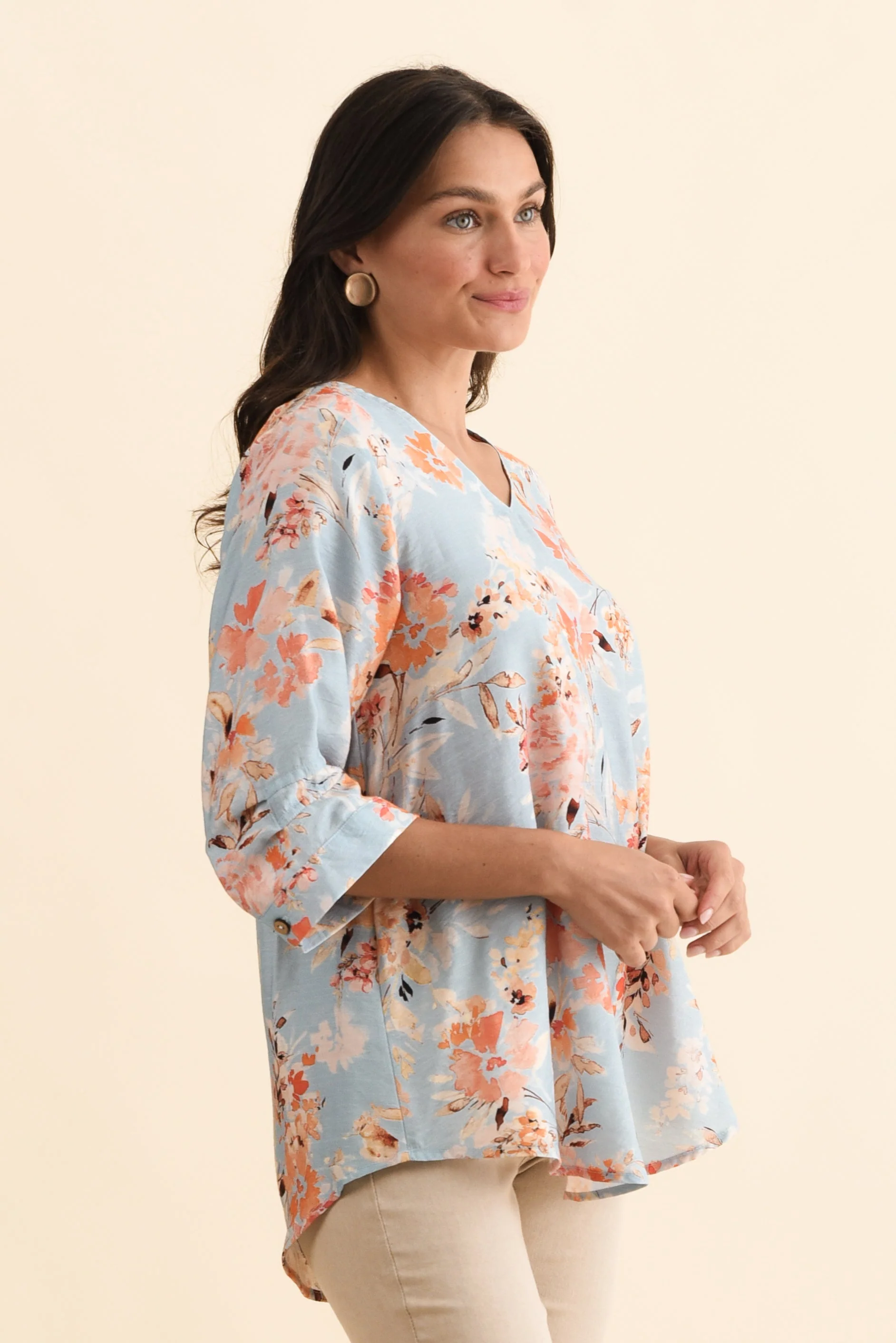 Breanne Blue Garden Button Top - Image 4