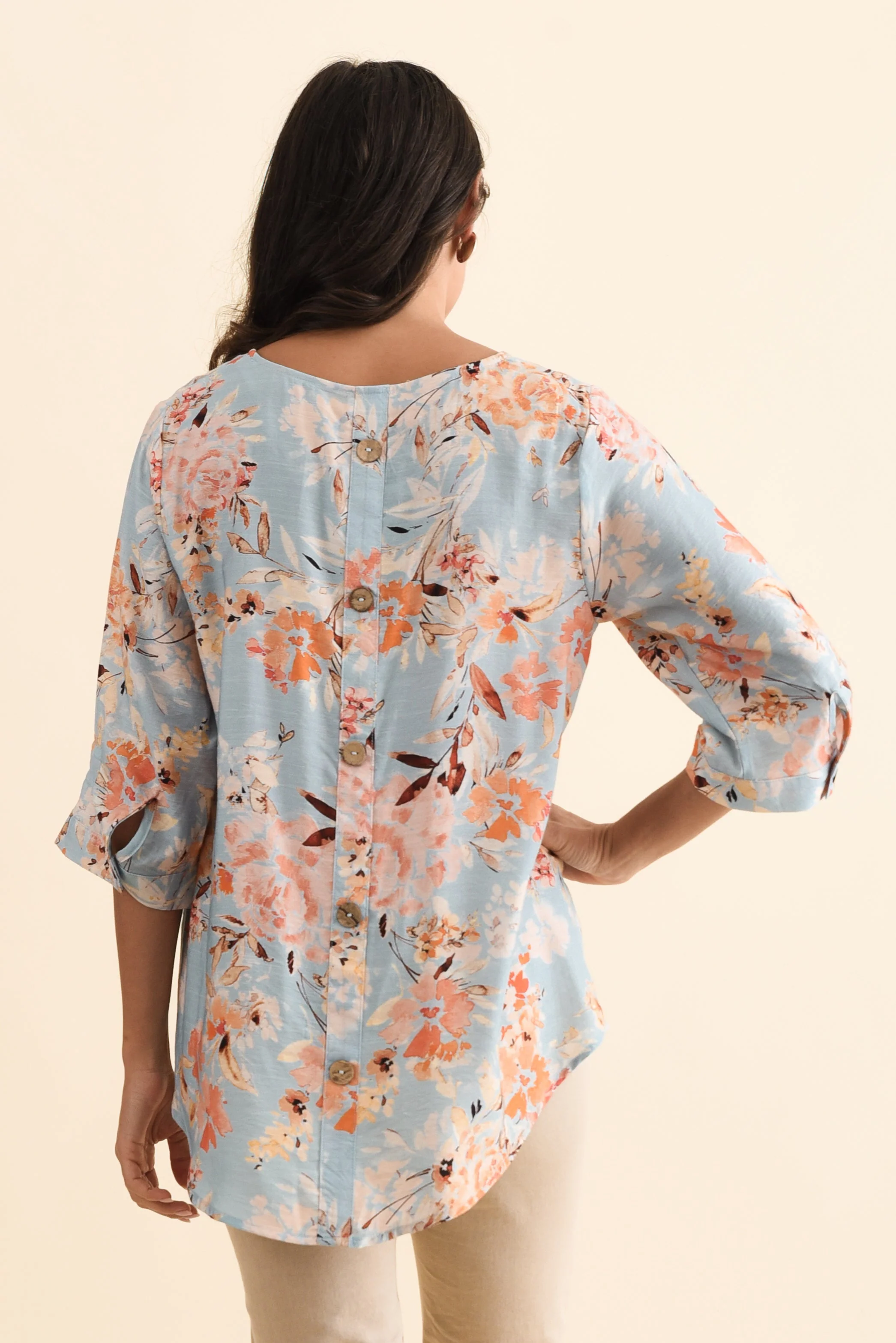 Breanne Blue Garden Button Top - Image 5