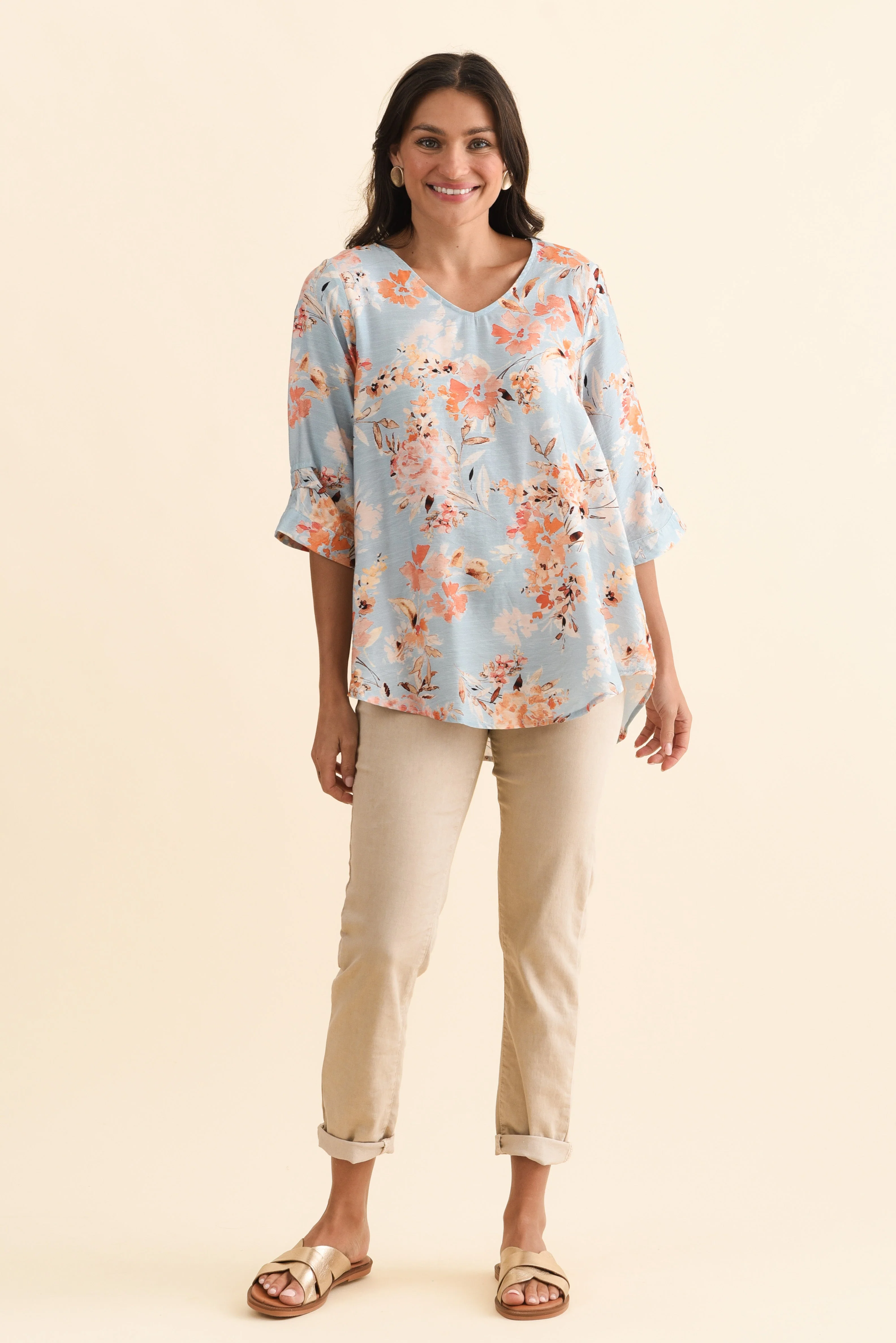 Breanne Blue Garden Button Top - Image 7