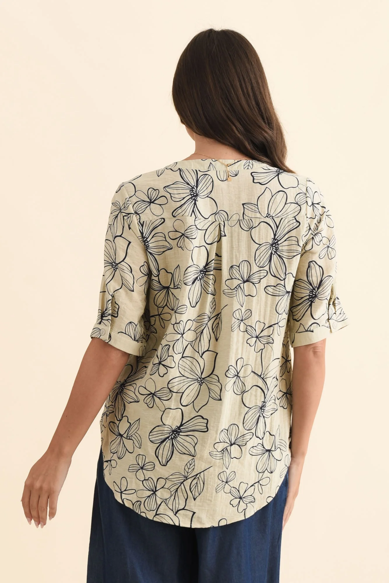 Breigh Sage Flower V Neck Top - Image 5