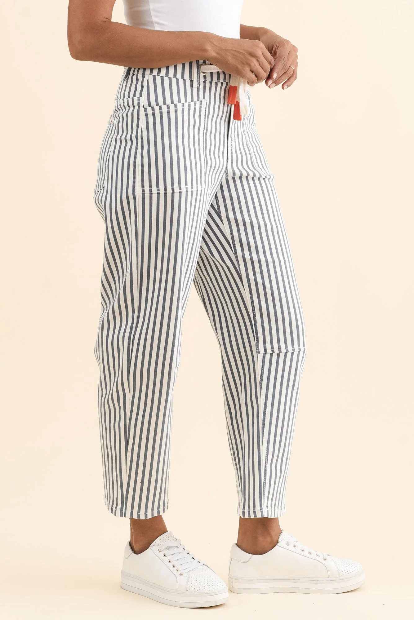 Breslin Blue Stripe Barrel Jeans - Image 4