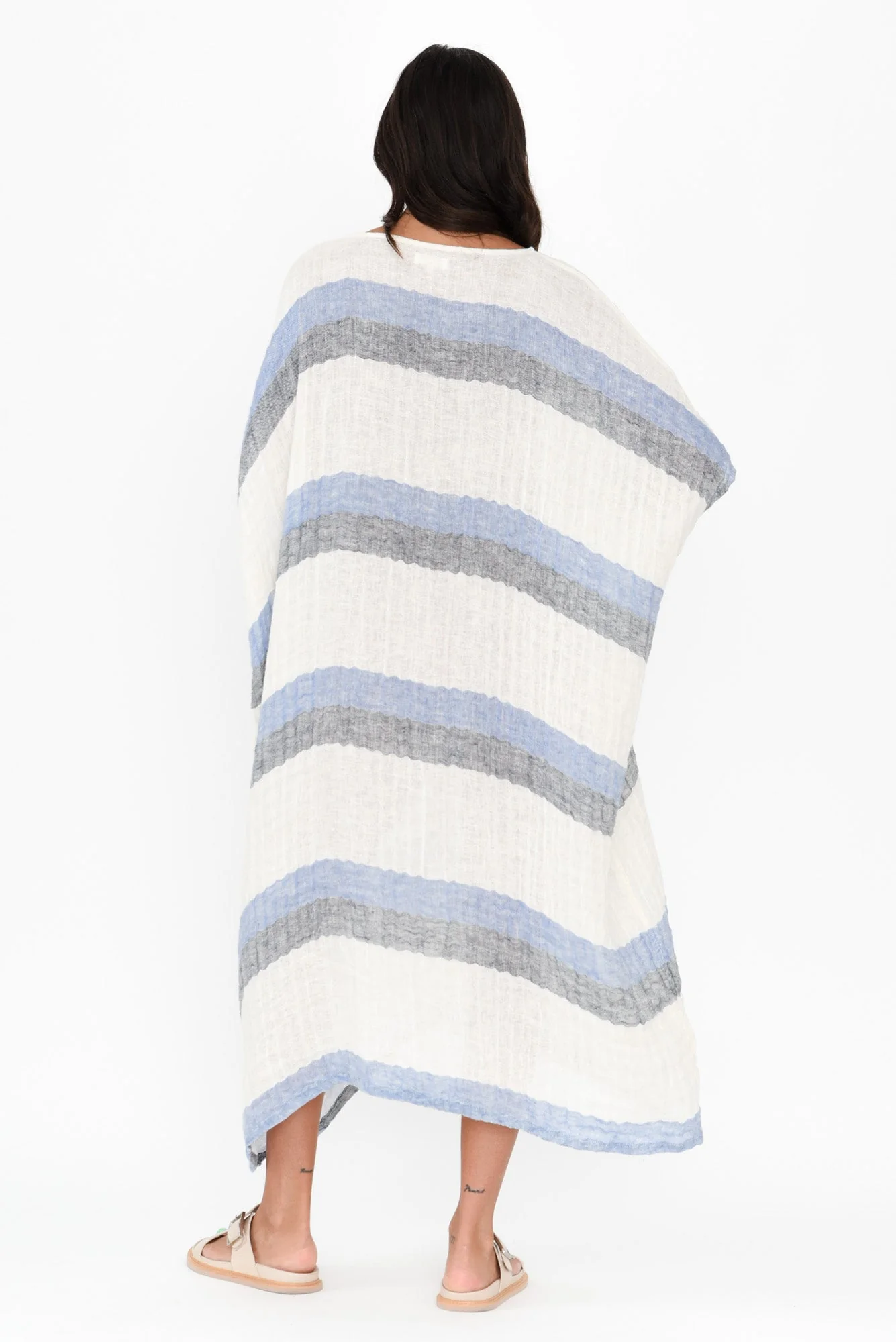 Brinley Navy Stripe Linen Dress - Image 4