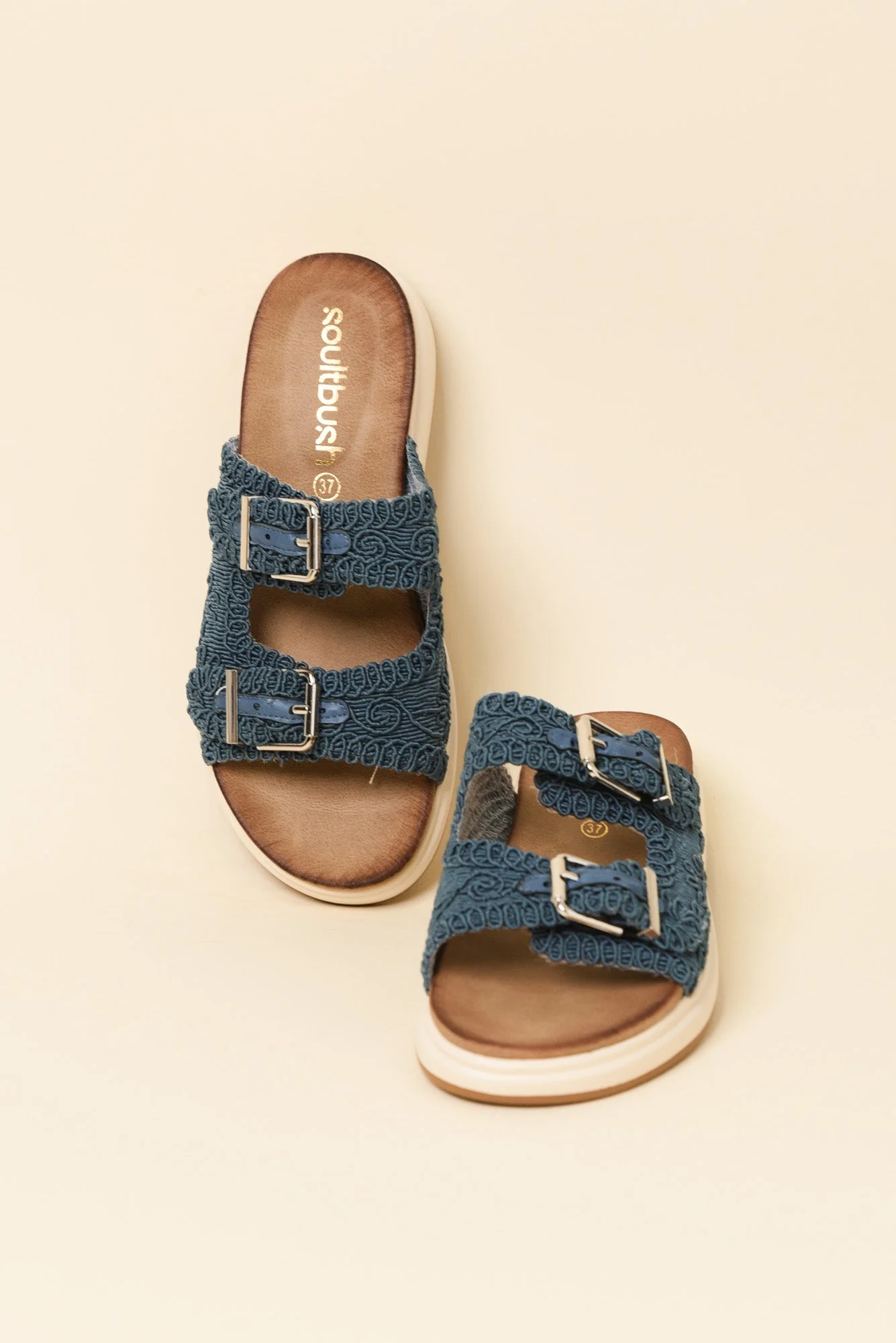 Brizzie Blue Buckle Platform Slide - Image 2