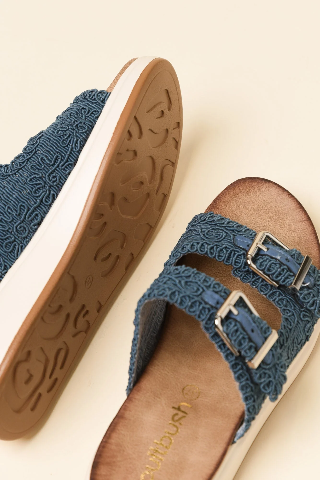 Brizzie Blue Buckle Platform Slide - Image 3