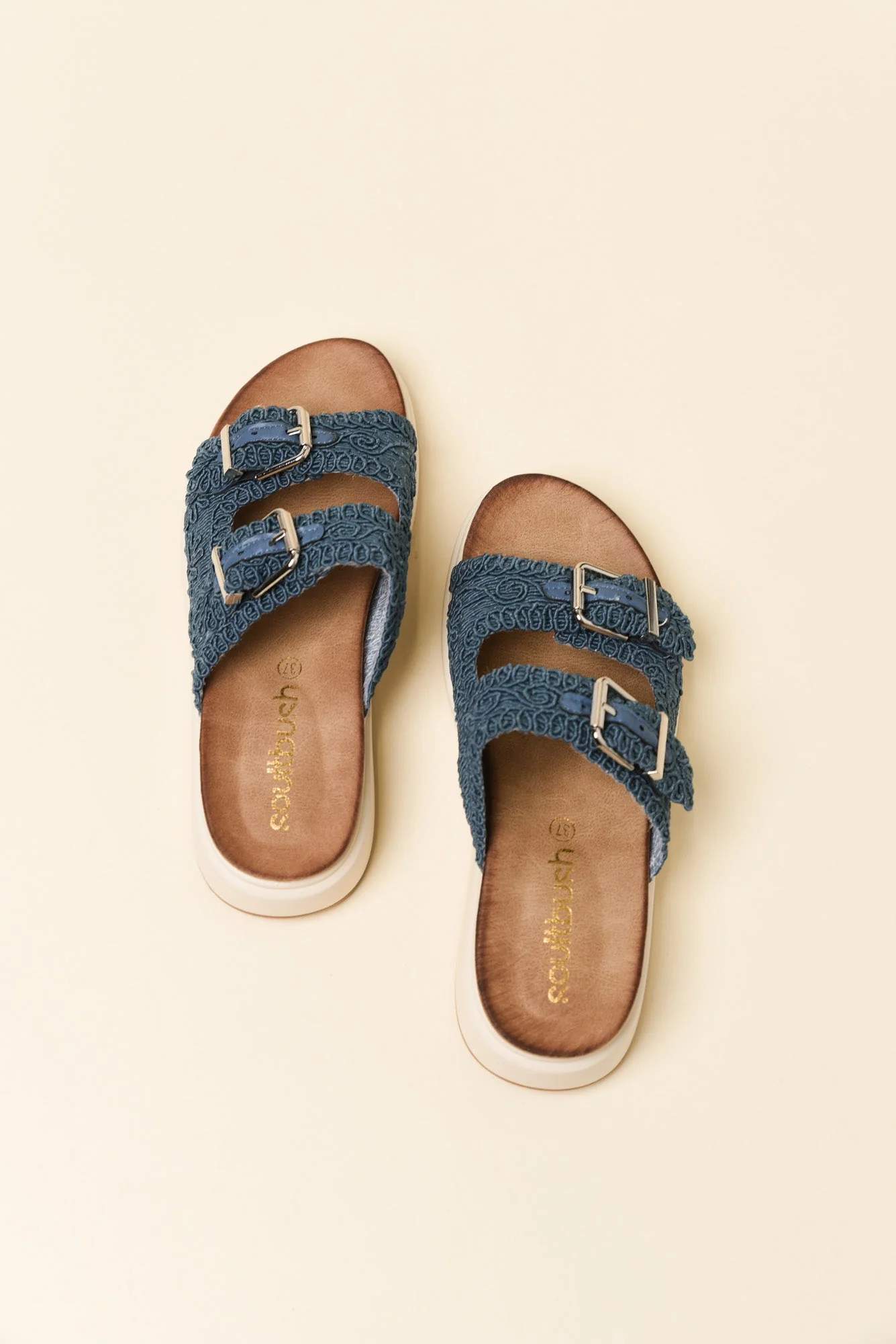 Brizzie Blue Buckle Platform Slide - Image 4
