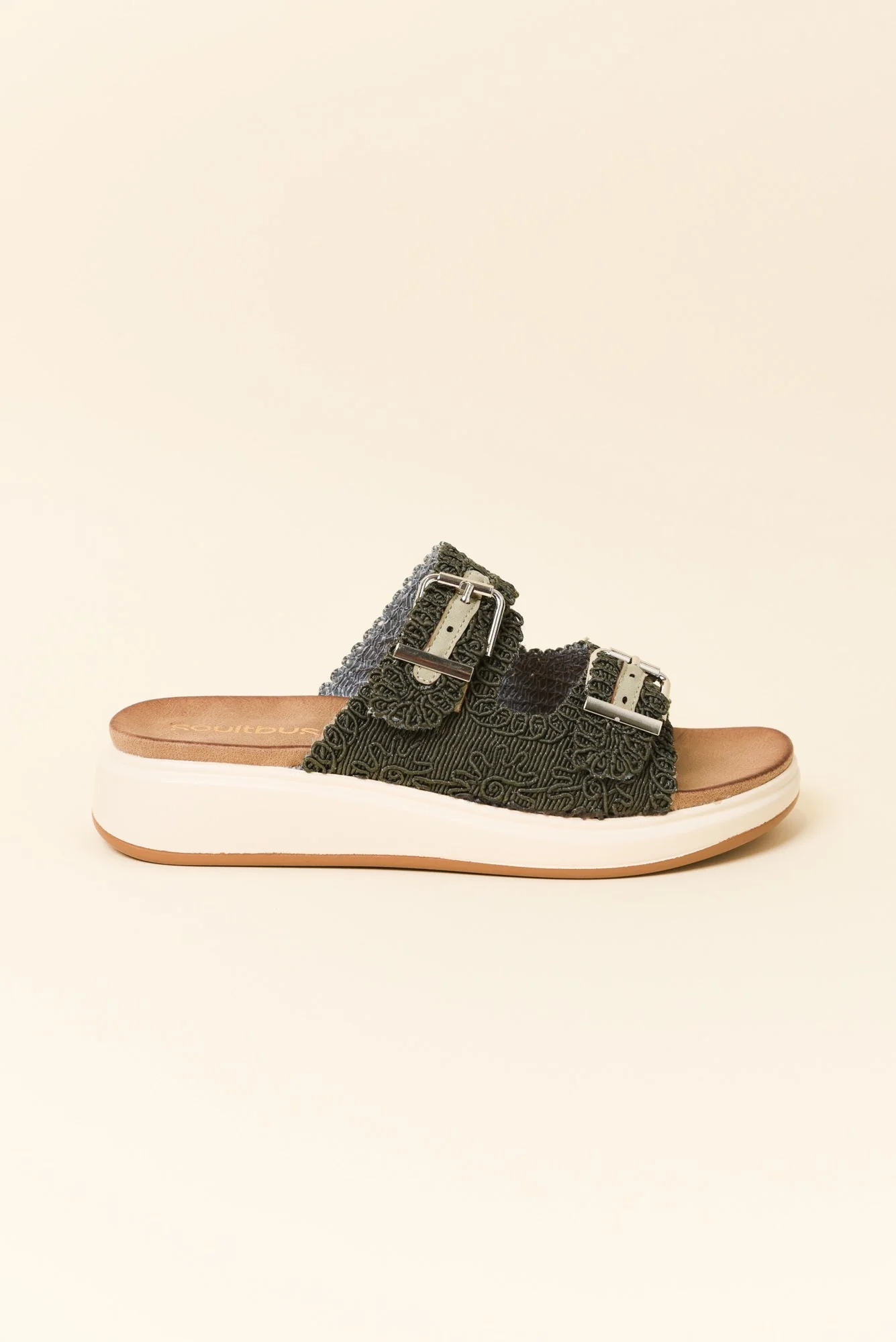 Brizzie Khaki Buckle Platform Slide