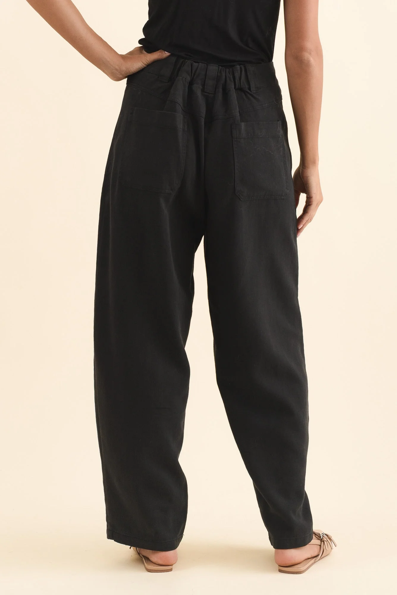 Bronel Black Cotton Tapered Pants - Image 4