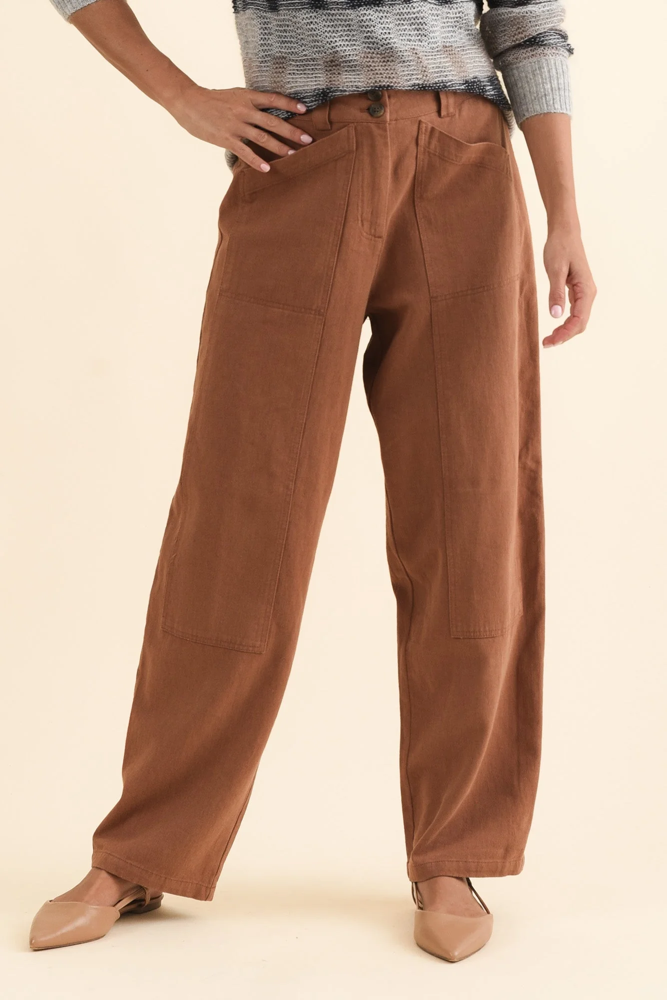 Bronel Mocha Cotton Tapered Pants