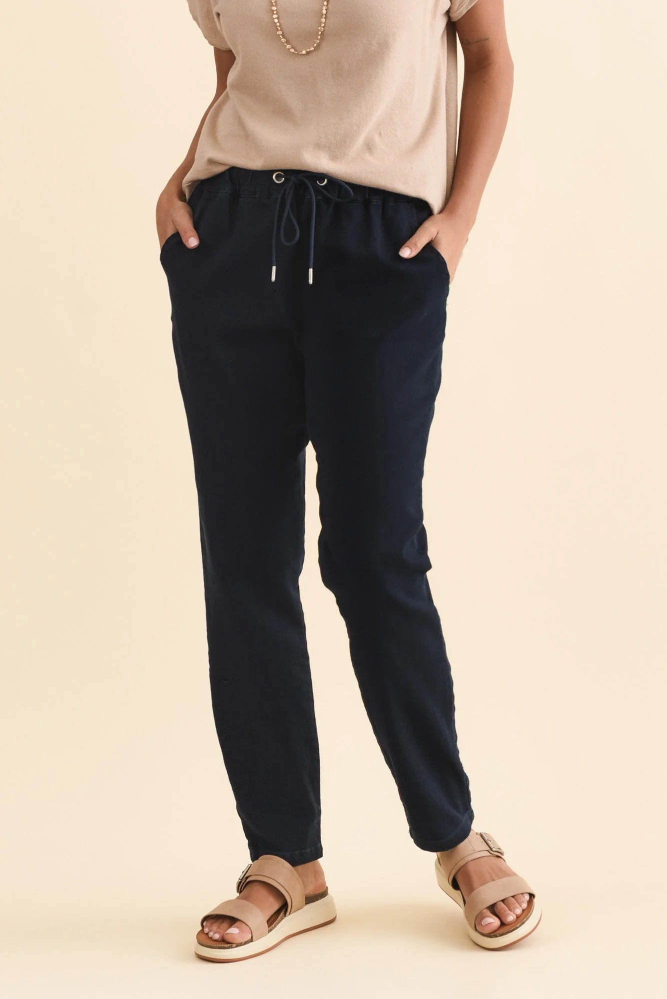 Brooks Dark Blue Cotton Blend Jogger Pants