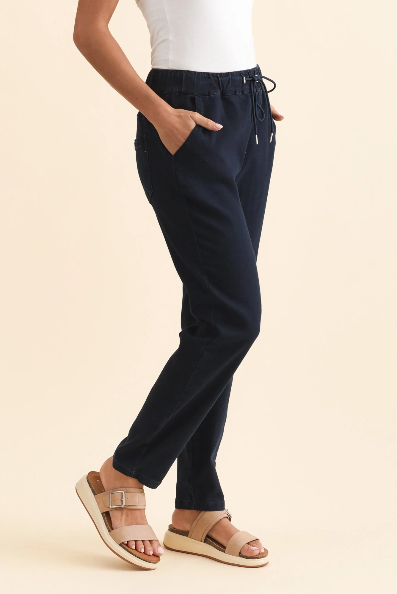 Brooks Dark Blue Cotton Blend Jogger Pants - Image 3