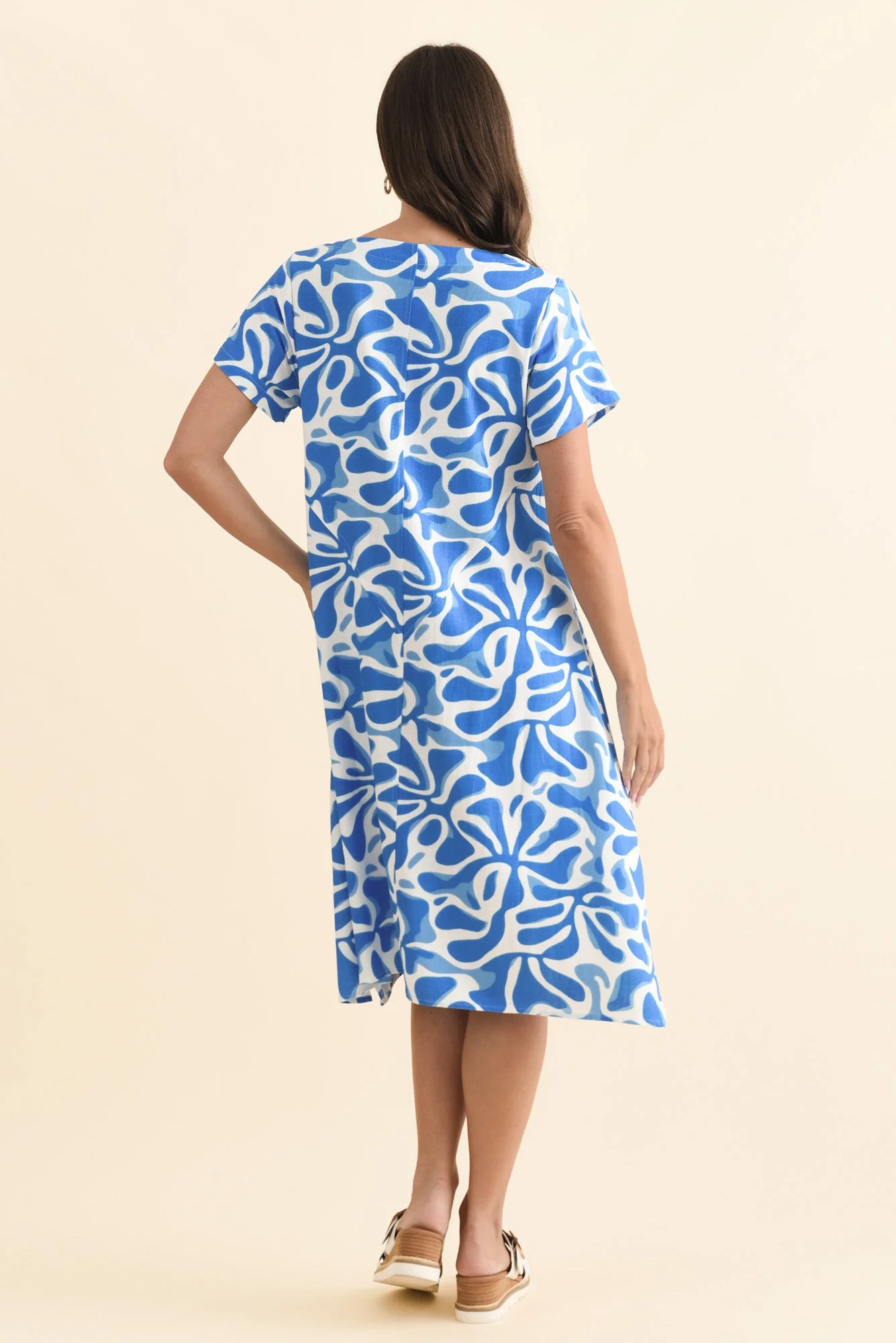 Bryant Blue Splash Linen Cotton Dress - Image 4