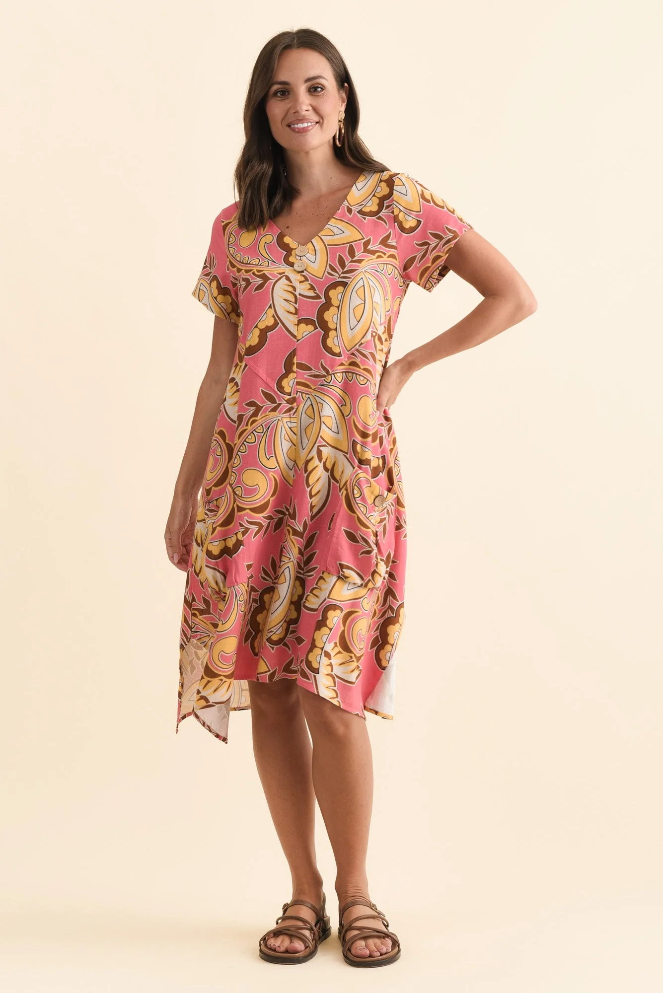 Bryant Yellow Leaf Linen Cotton Dress - Image 6