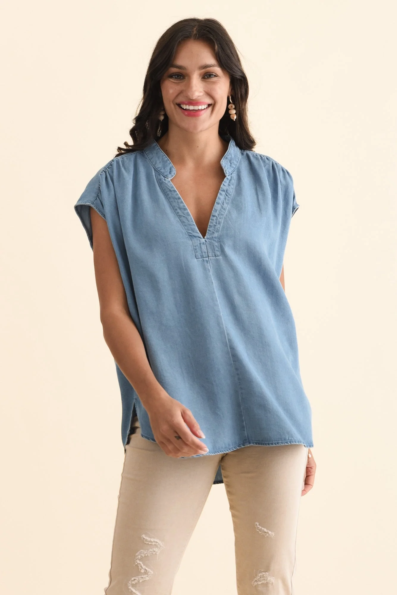 Burwood Blue Tencel Top