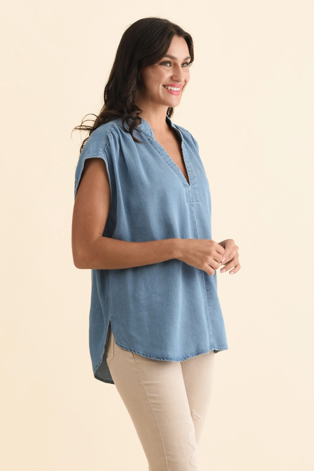 Burwood Blue Tencel Top - Image 3