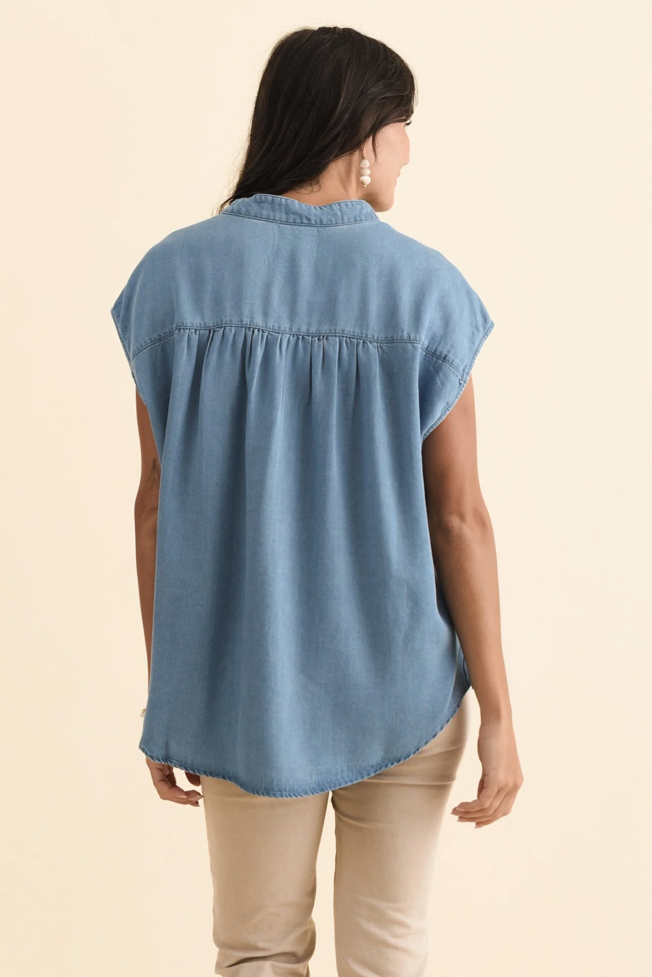 Burwood Blue Tencel Top - Image 4