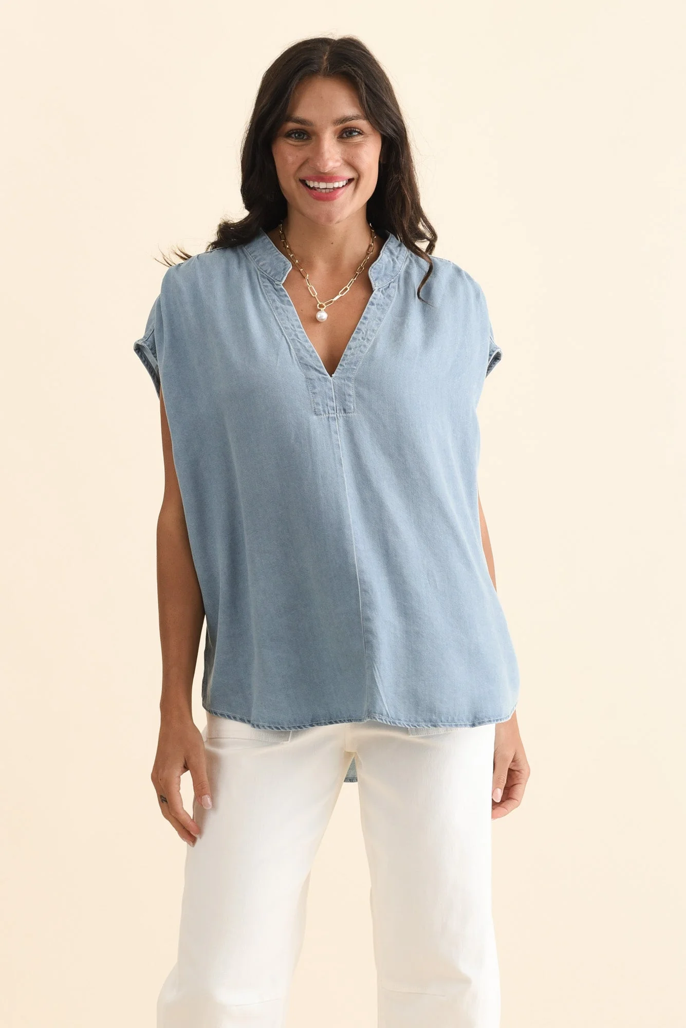 Burwood Light Blue Tencel Top